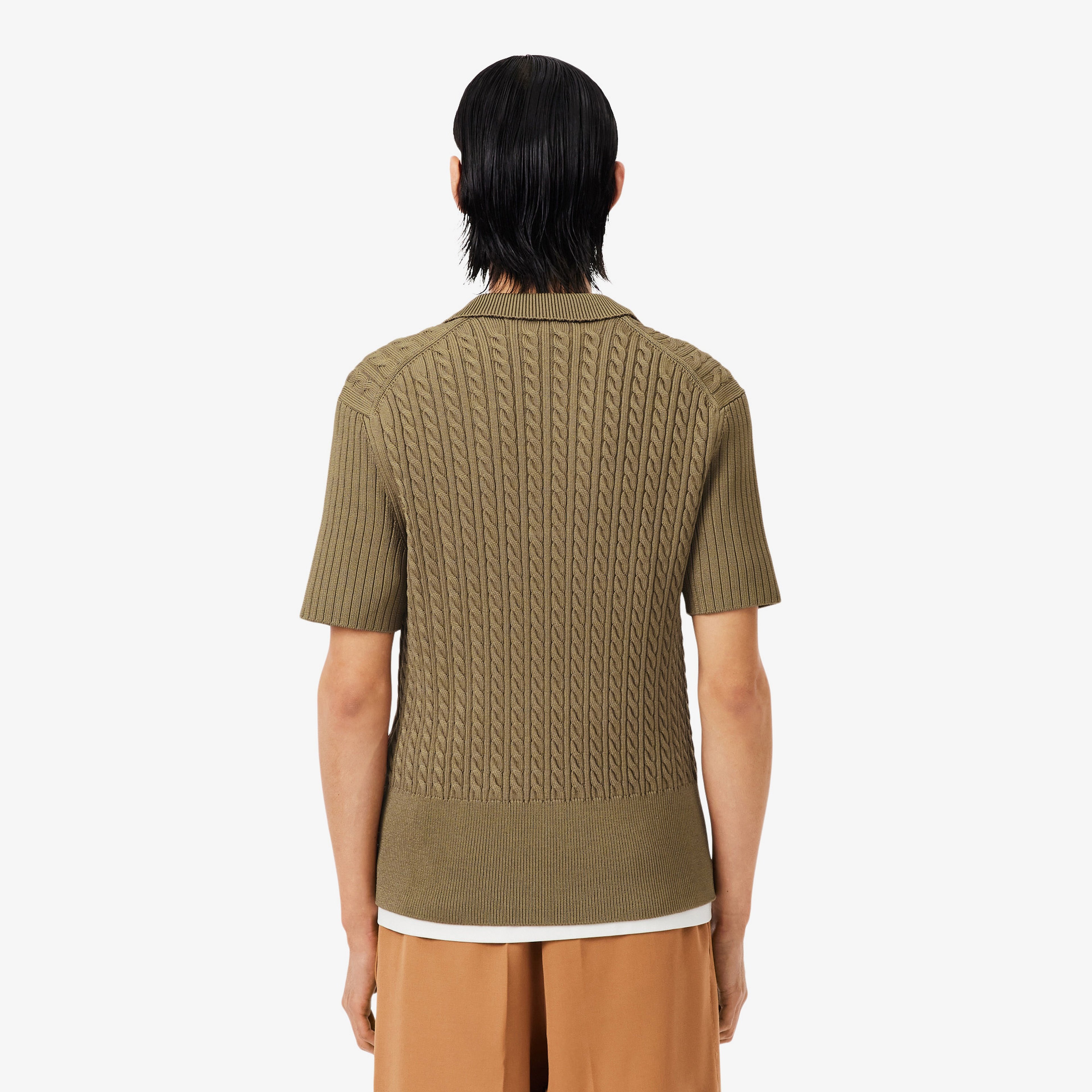 FW25 RUNWAY Erkek Slim Fit Kısa Kollu Bisiklet Yaka Kahverengi Triko