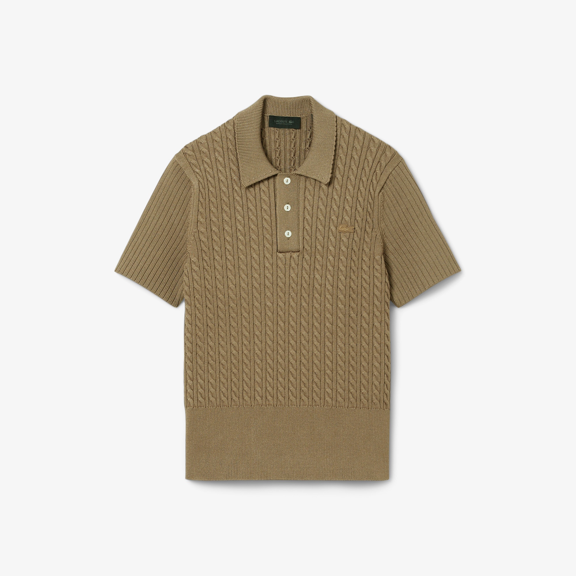 FW25 RUNWAY Erkek Slim Fit Kısa Kollu Bisiklet Yaka Kahverengi Triko