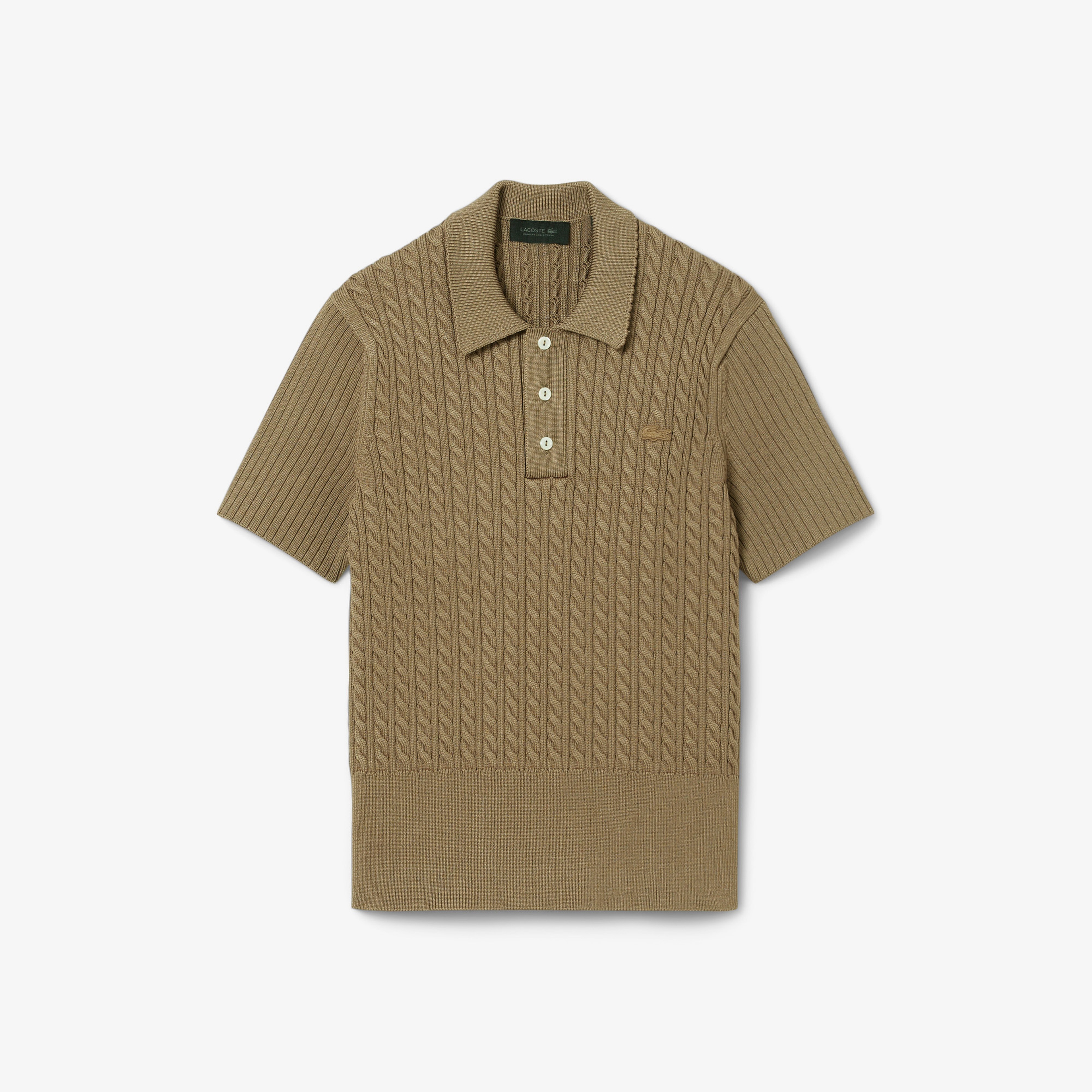 FW25 RUNWAY Erkek Slim Fit Kısa Kollu Bisiklet Yaka Kahverengi Triko