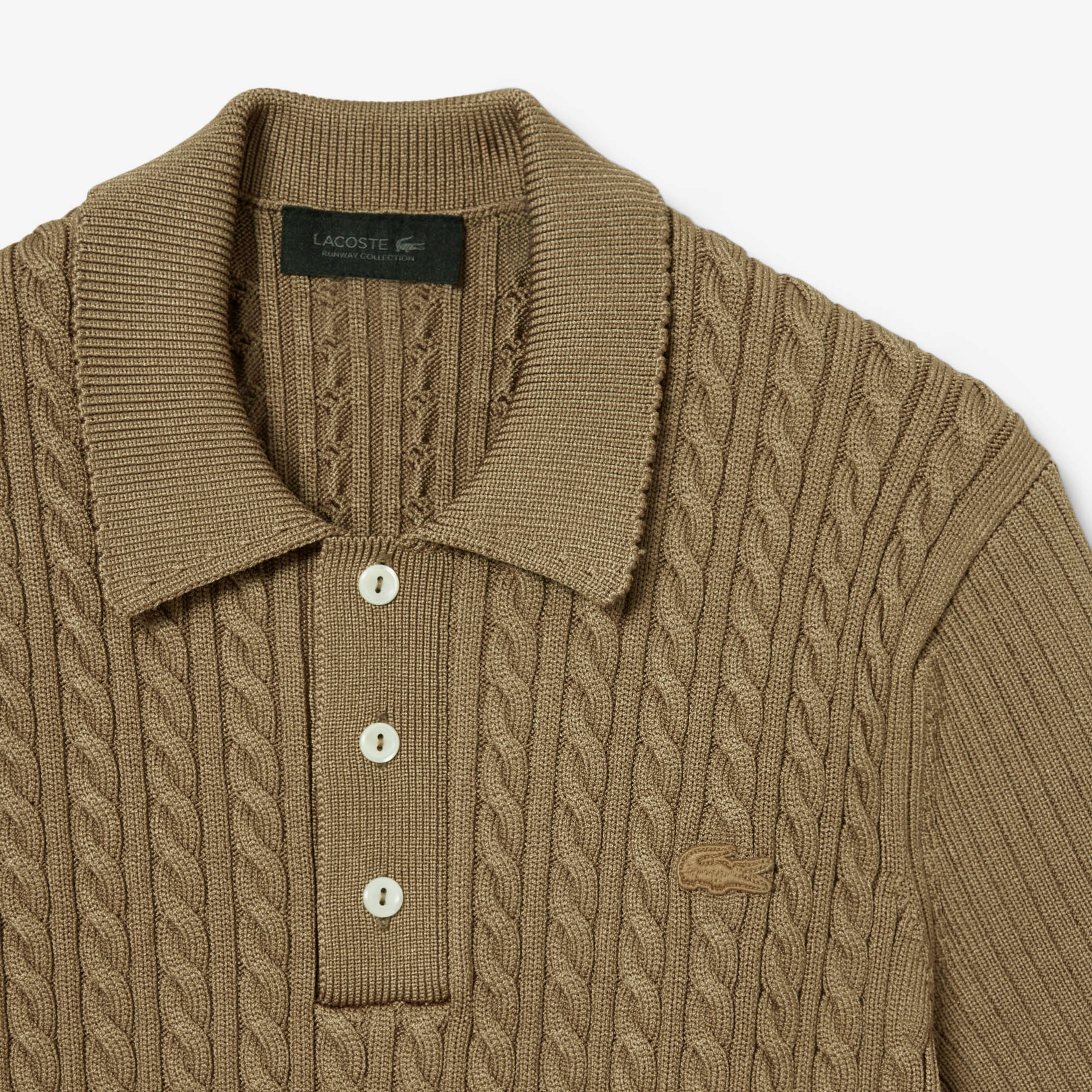 FW25 RUNWAY Erkek Slim Fit Kısa Kollu Bisiklet Yaka Kahverengi Triko