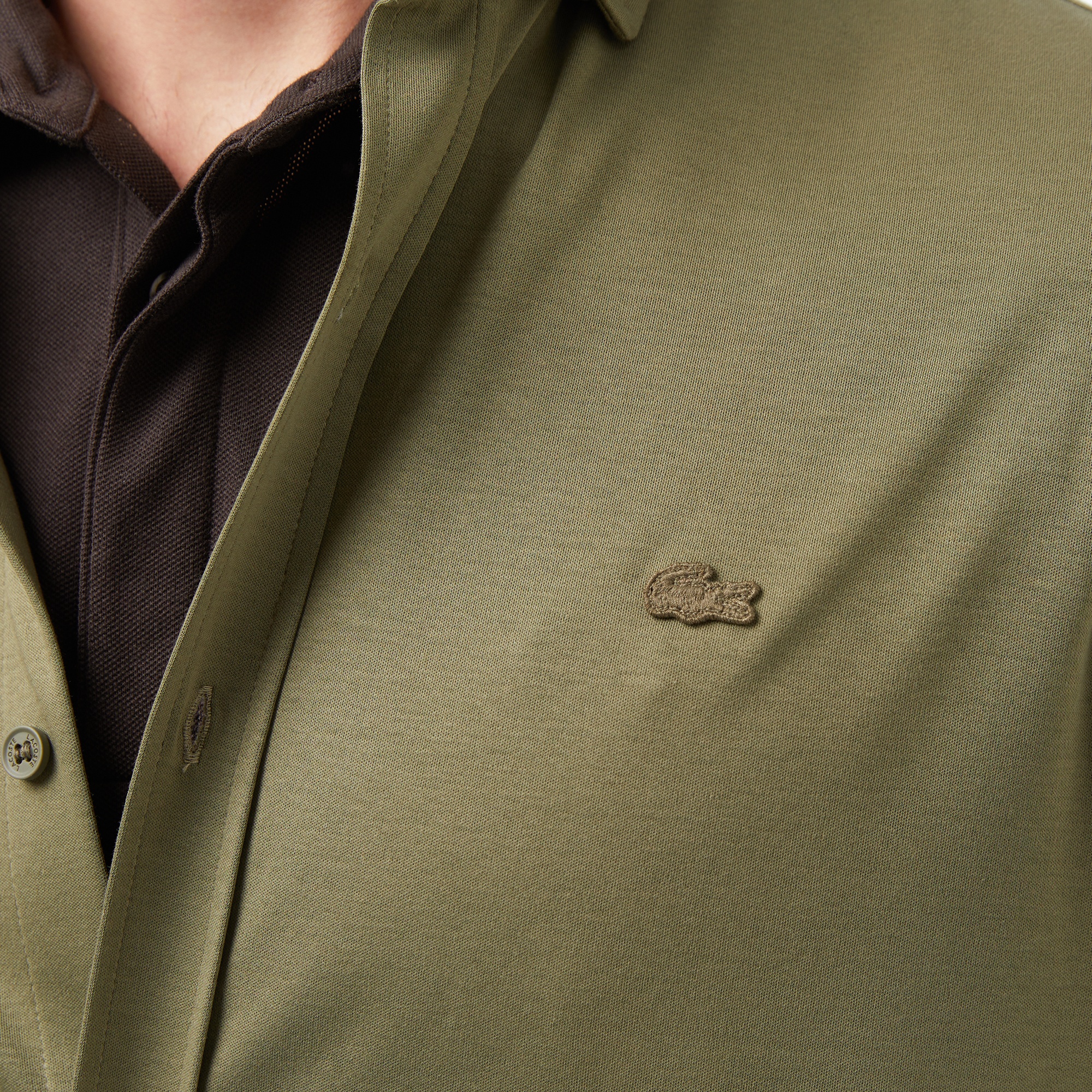 Erkek Slim Fit Haki Gömlek