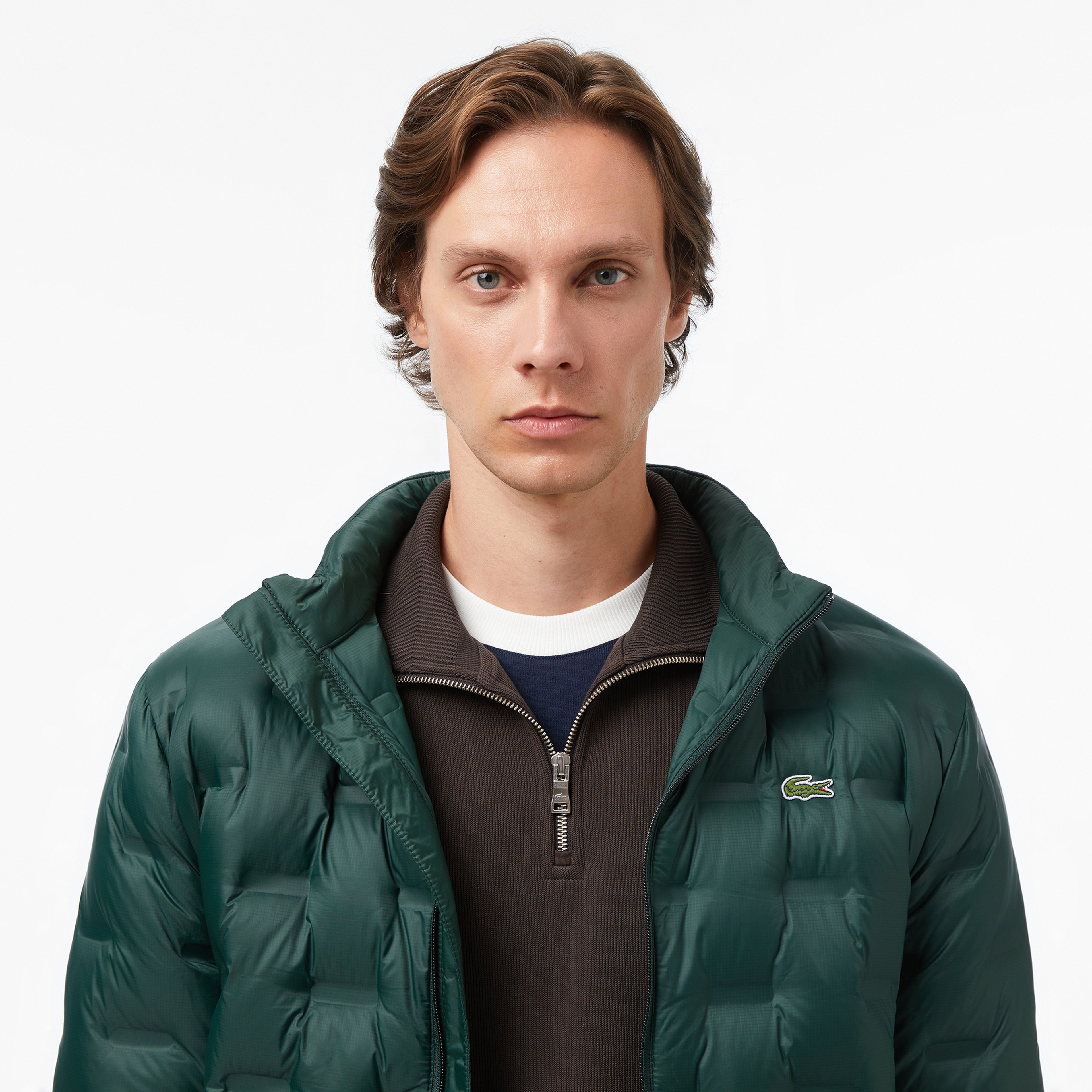 Erkek Kapüşonlu Kapitone Koyu Yeşil Mont