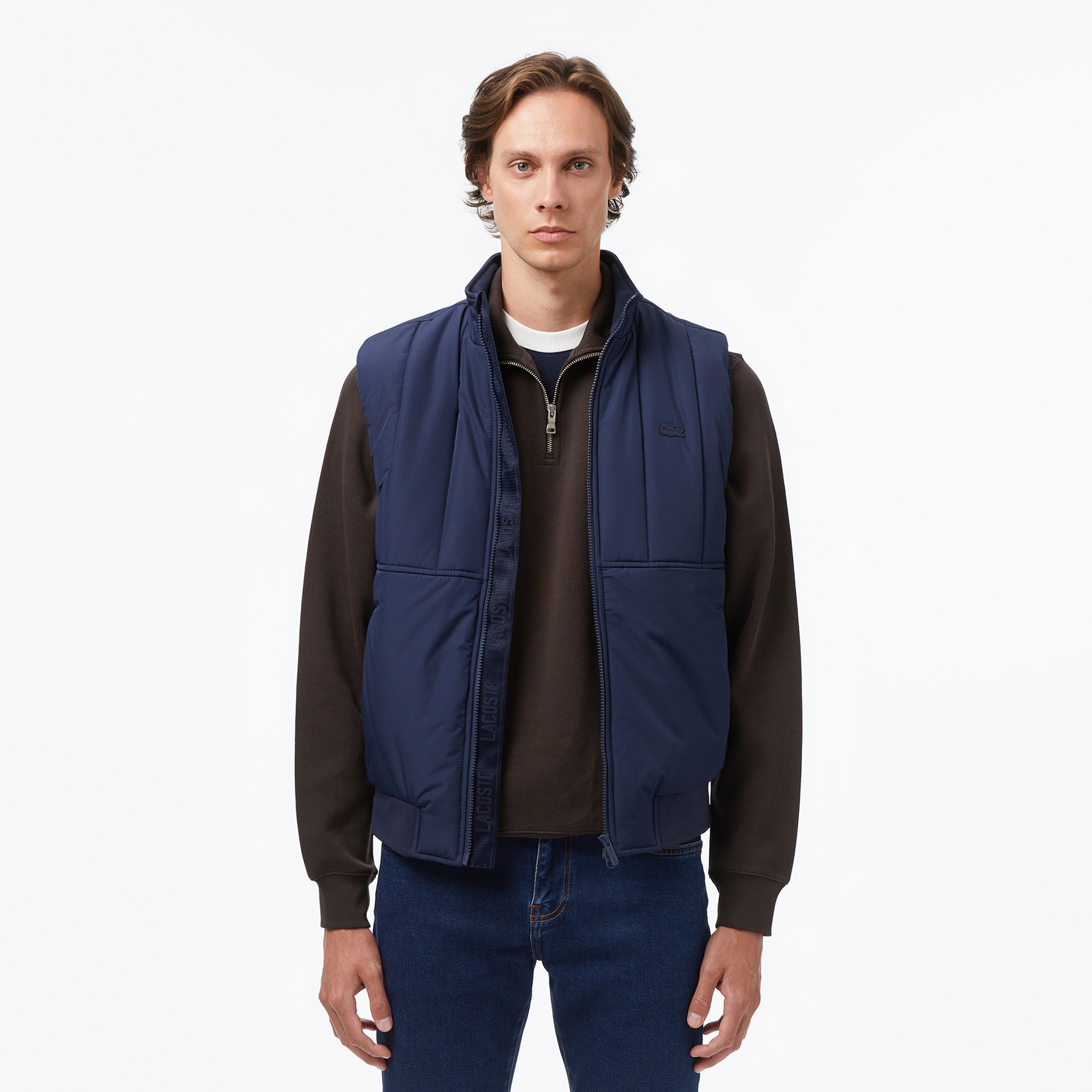 Erkek Dik Yaka Lacivert Yelek