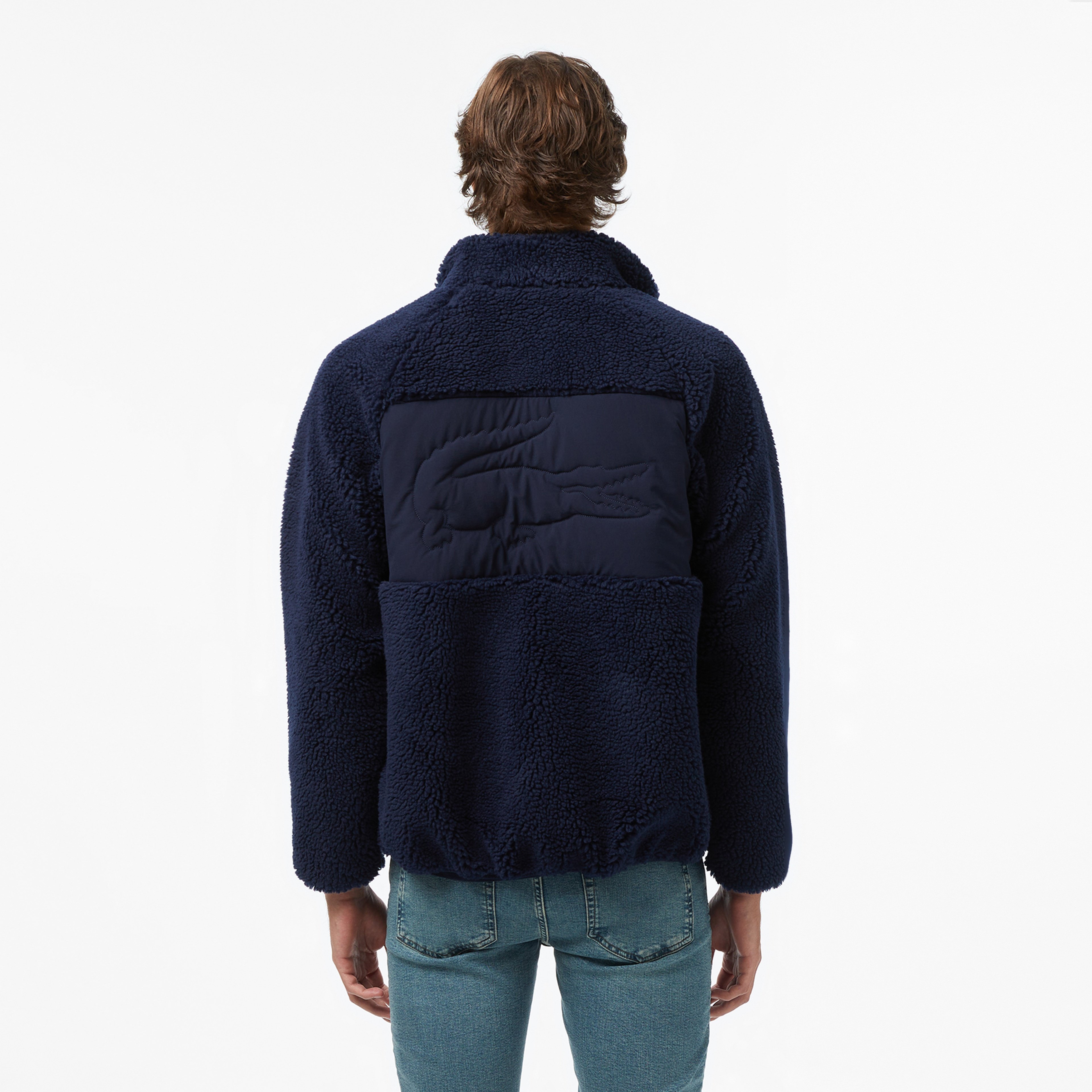 Erkek Dik Yaka Renk Bloklu Lacivert Ceket