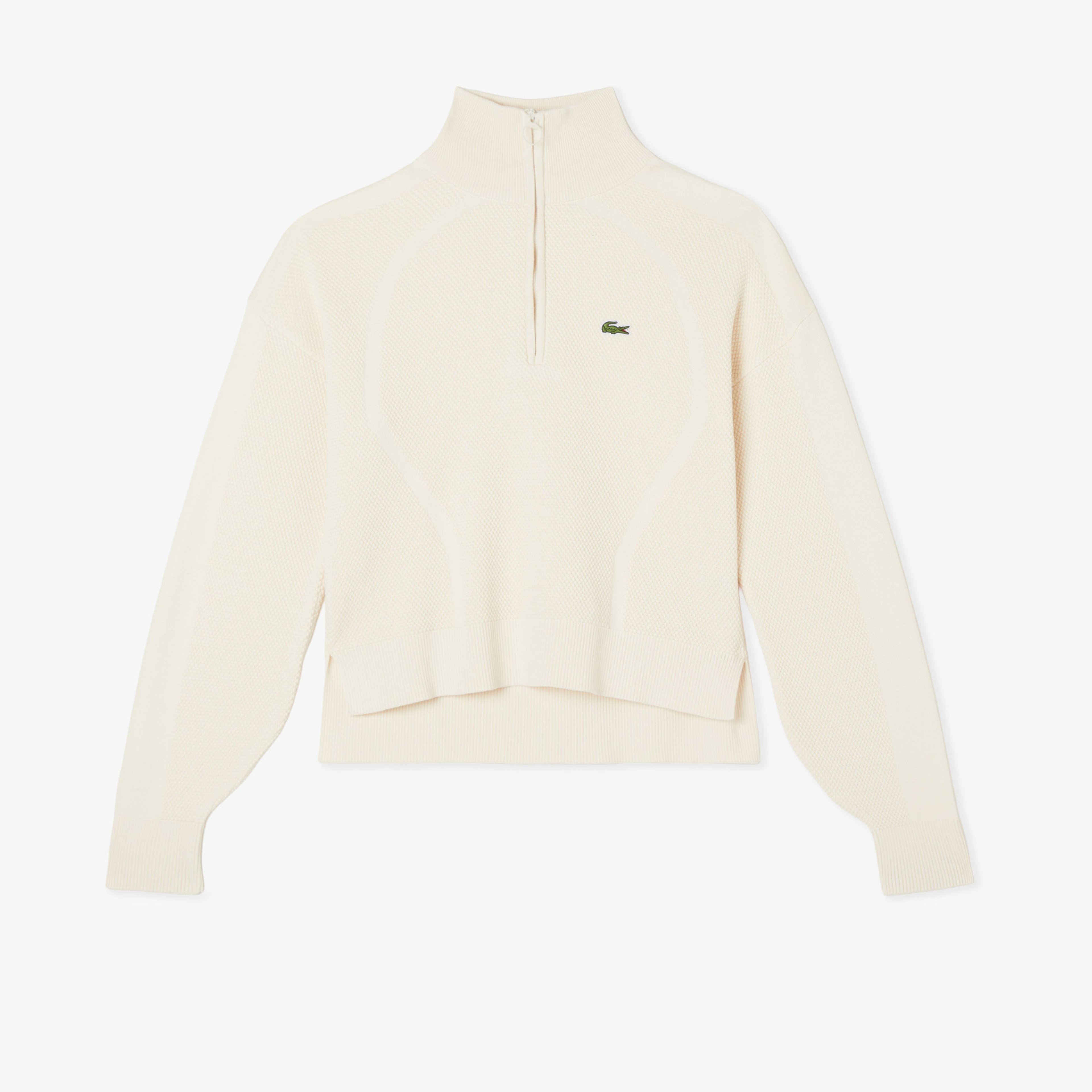 Kadın Relaxed Fit Yarım Fermuarlı Krem Kazak