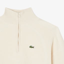 Kadın Relaxed Fit Yarım Fermuarlı Krem Kazak Krem