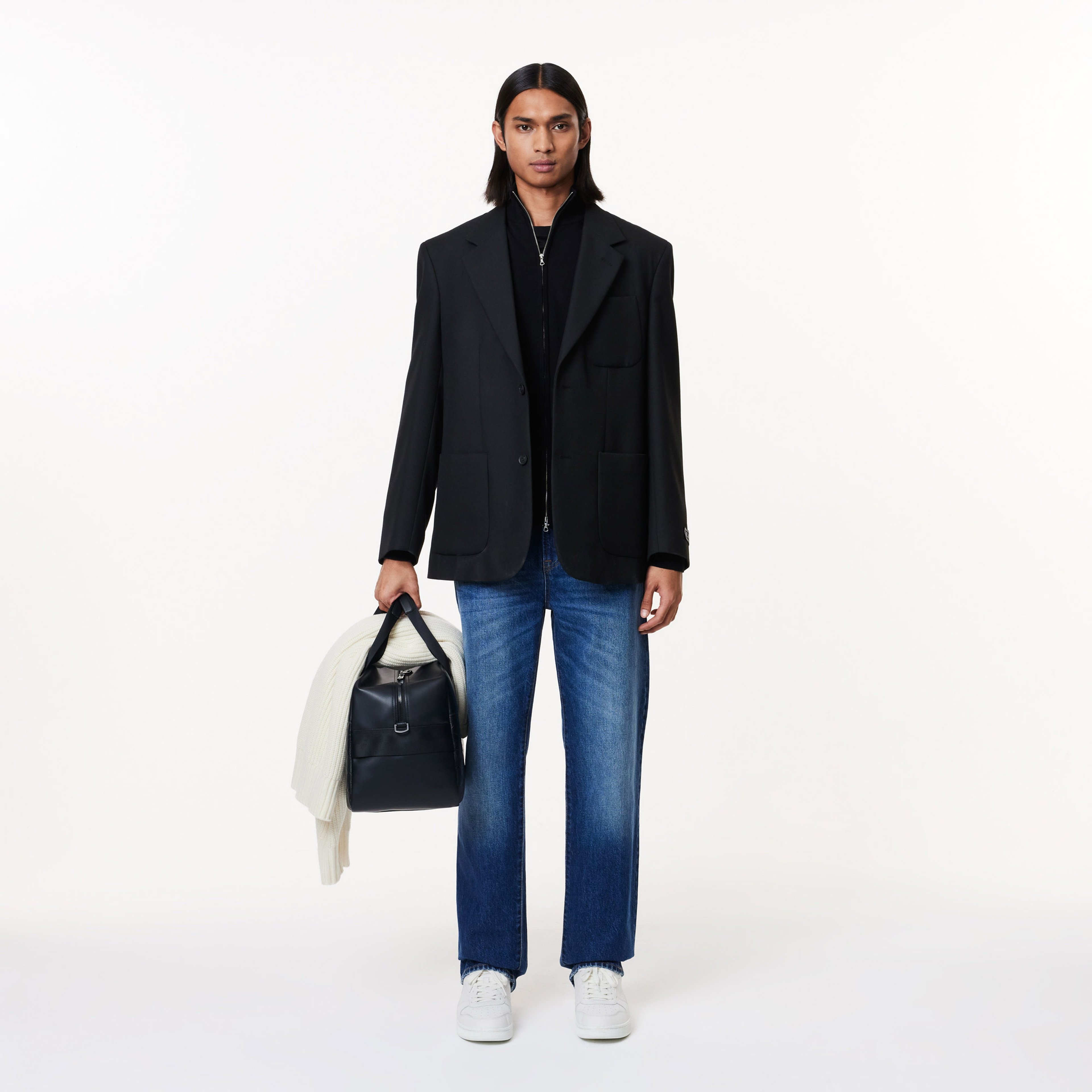 Erkek Regular Fit Fermuarlı Organik Pamuk Siyah Hırka