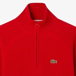 Kadın Relaxed Fit Yarım Fermuarlı Kırmızı Kazak Kırmızı