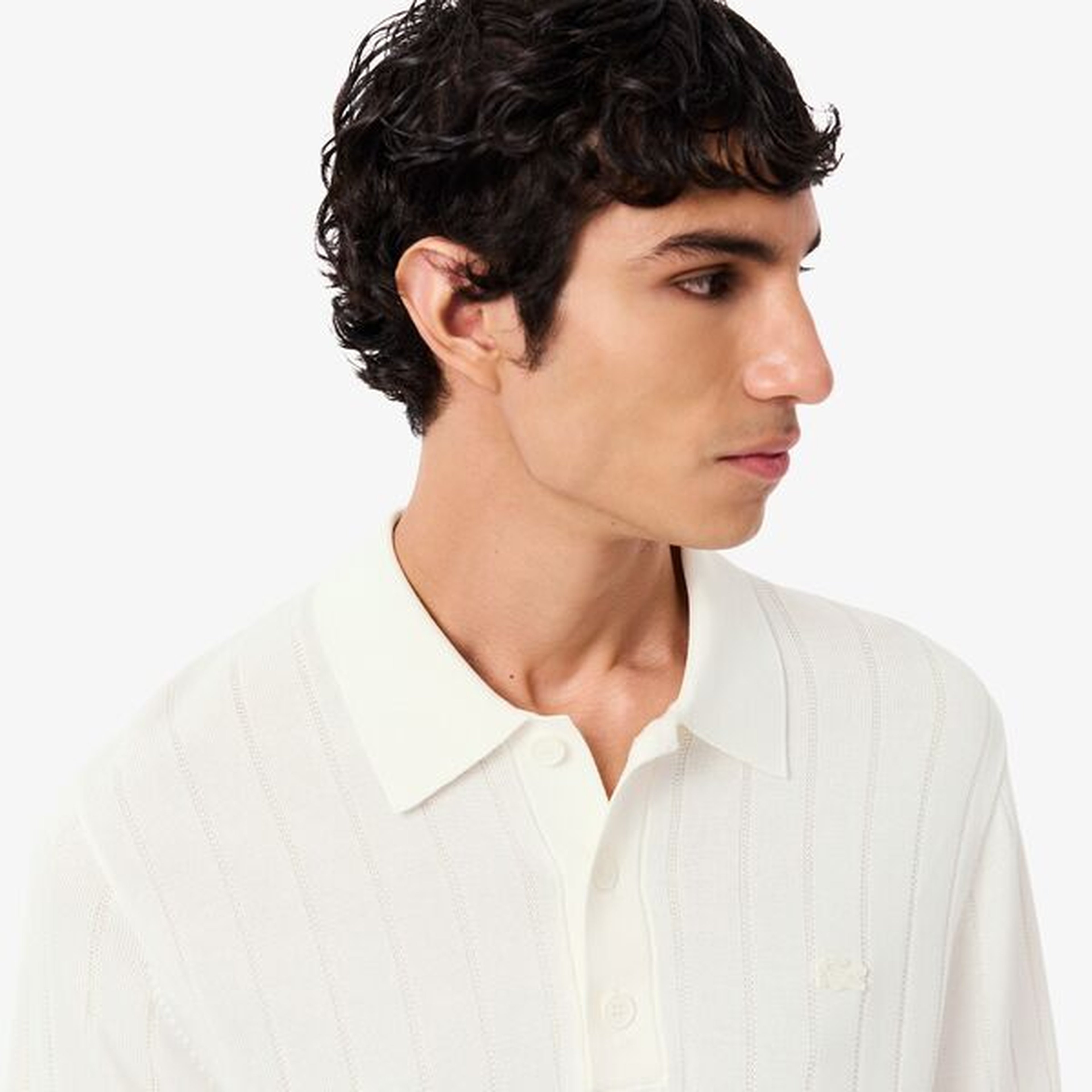 Erkek Classic Fit Kısa Kollu Polo Yaka Beyaz Triko