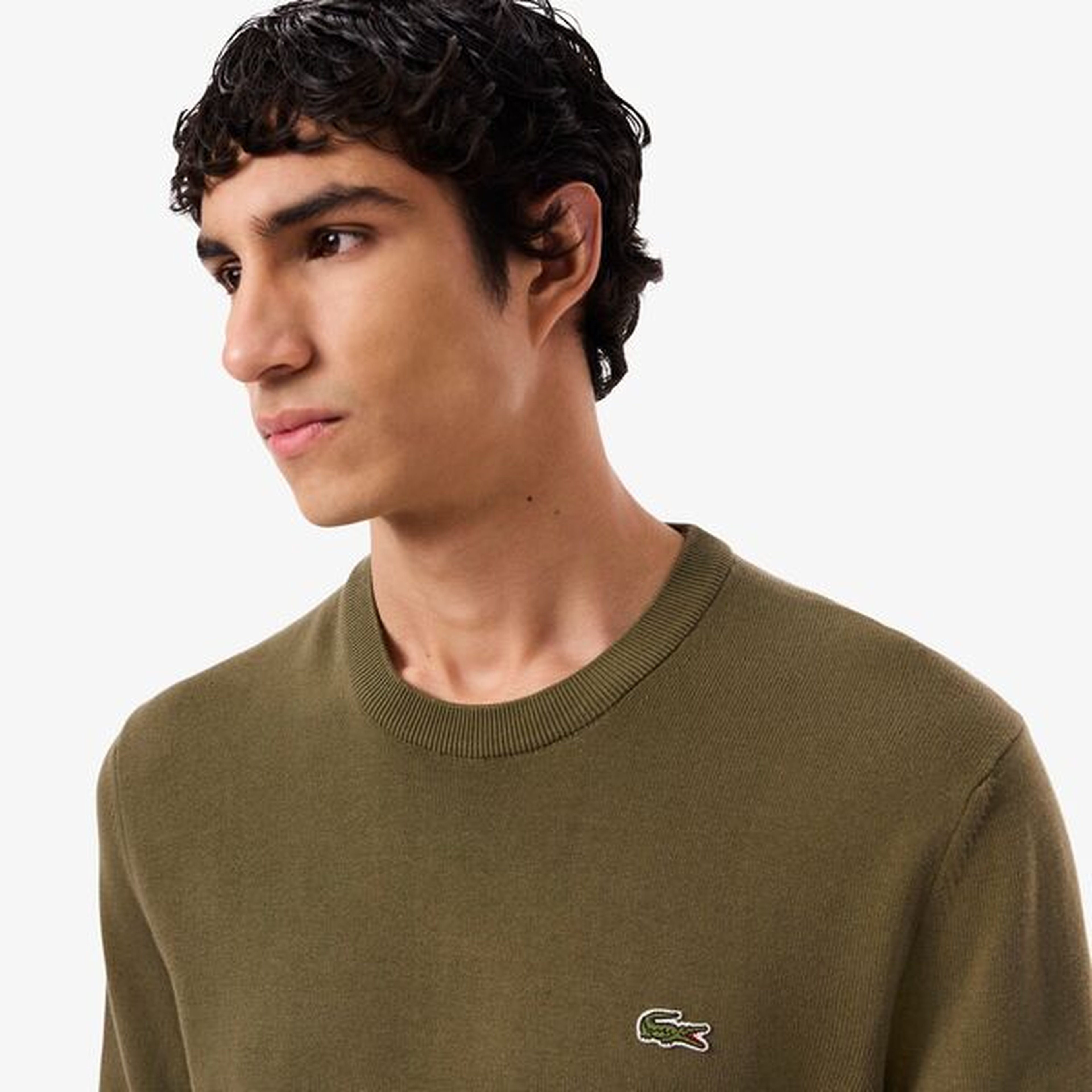 Erkek Regular Fit Bisiklet Yaka Organik Pamuk Haki Kazak