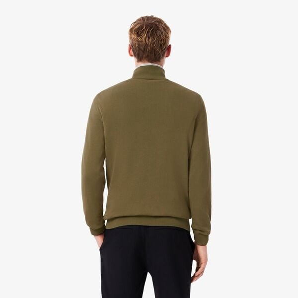 Erkek Regular Fit Yarım Fermuarlı Organik Pamuk Haki Kazak