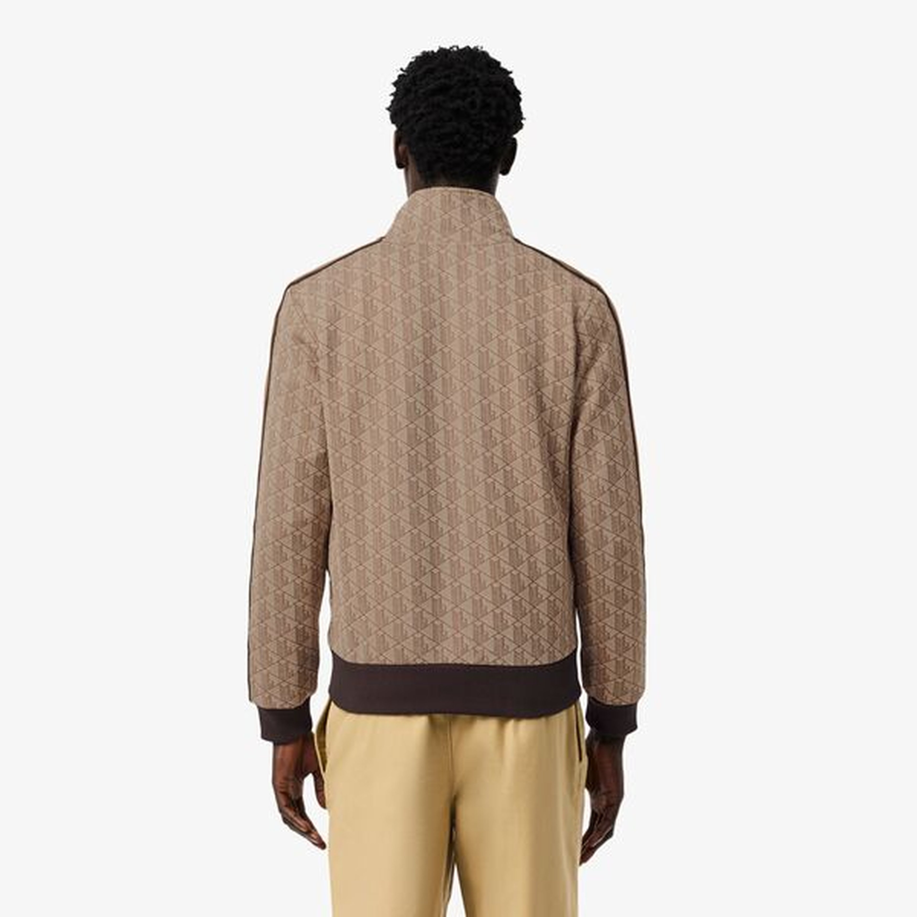 Erkek Regular Fit Dik Yaka Monogram Kahverengi Sweatshirt