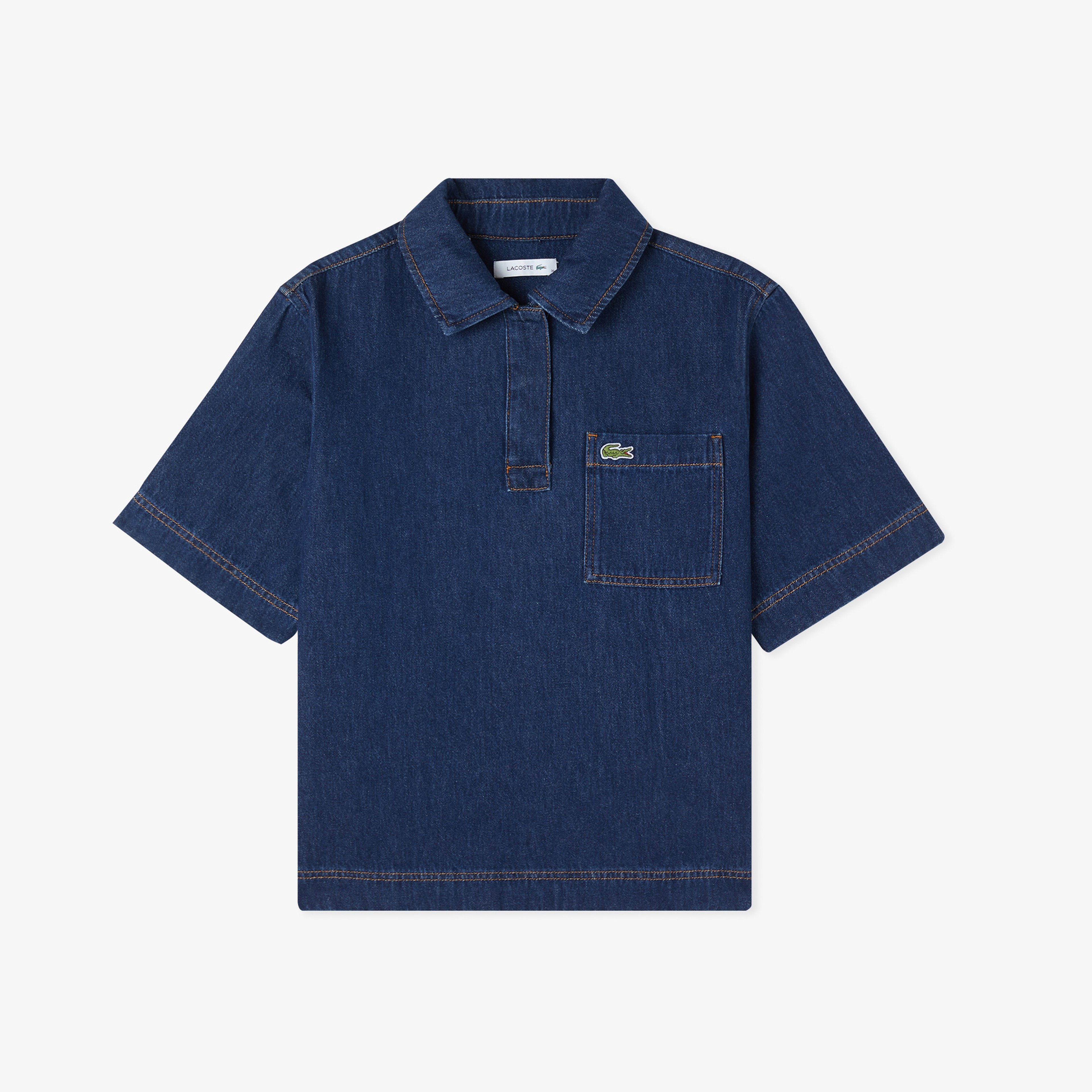 Kadın Truvakar Kollu Polo Yaka Mavi Bluz