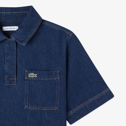 Kadın Truvakar Kollu Polo Yaka Mavi Bluz Mavi