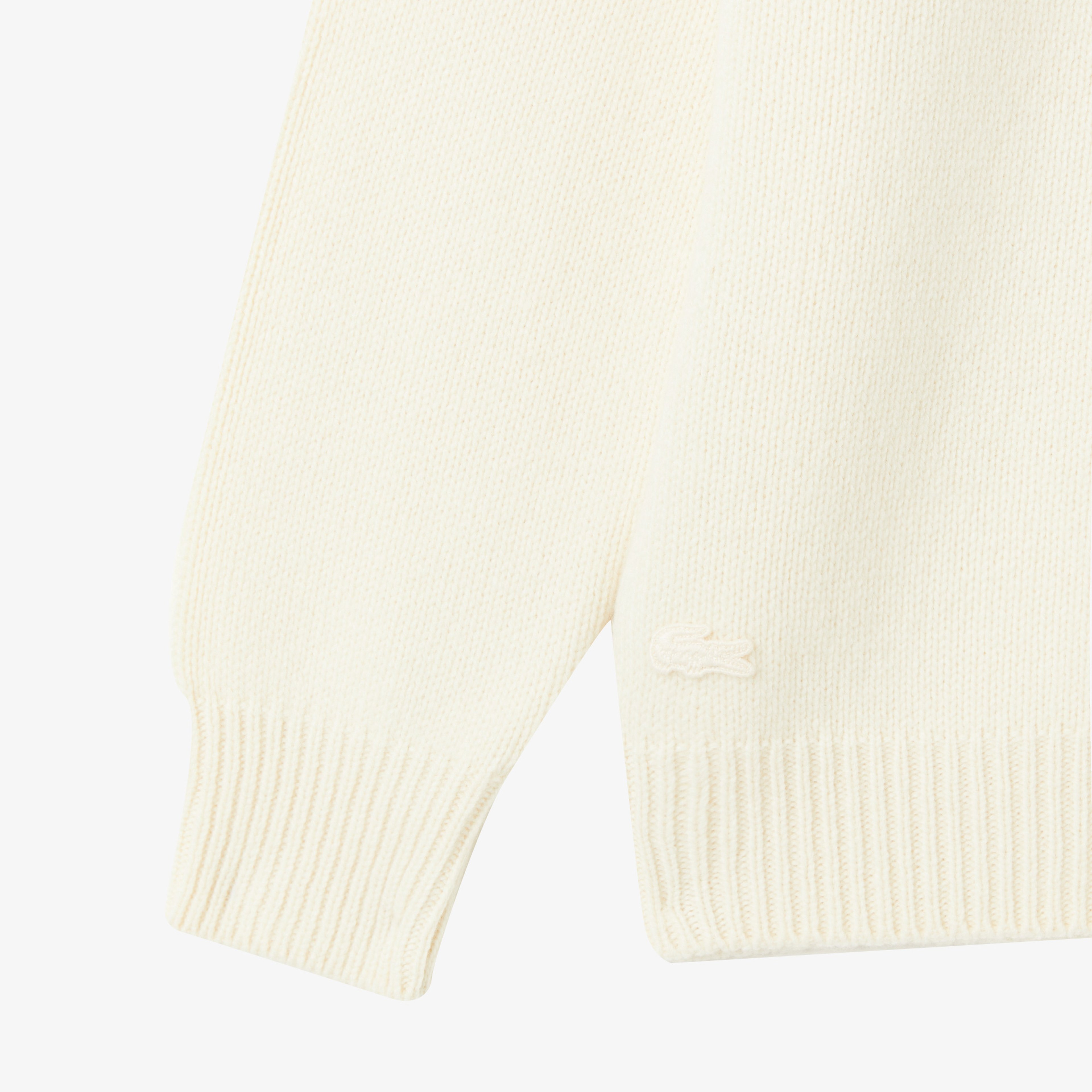 Kadın Classic Fit Bisiklet Yaka Baskılı Yün Krem Kazak