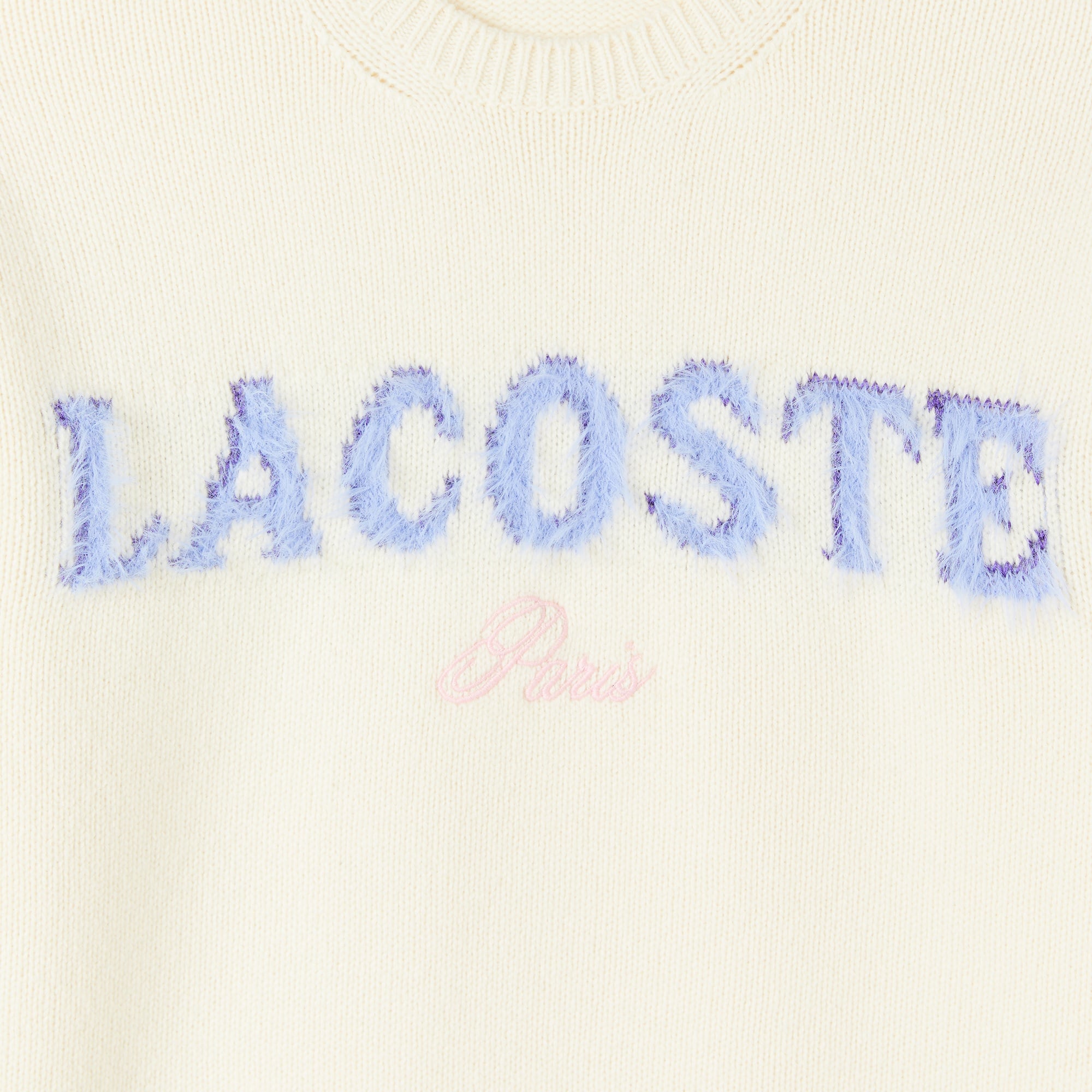 Kadın Classic Fit Bisiklet Yaka Baskılı Yün Krem Kazak