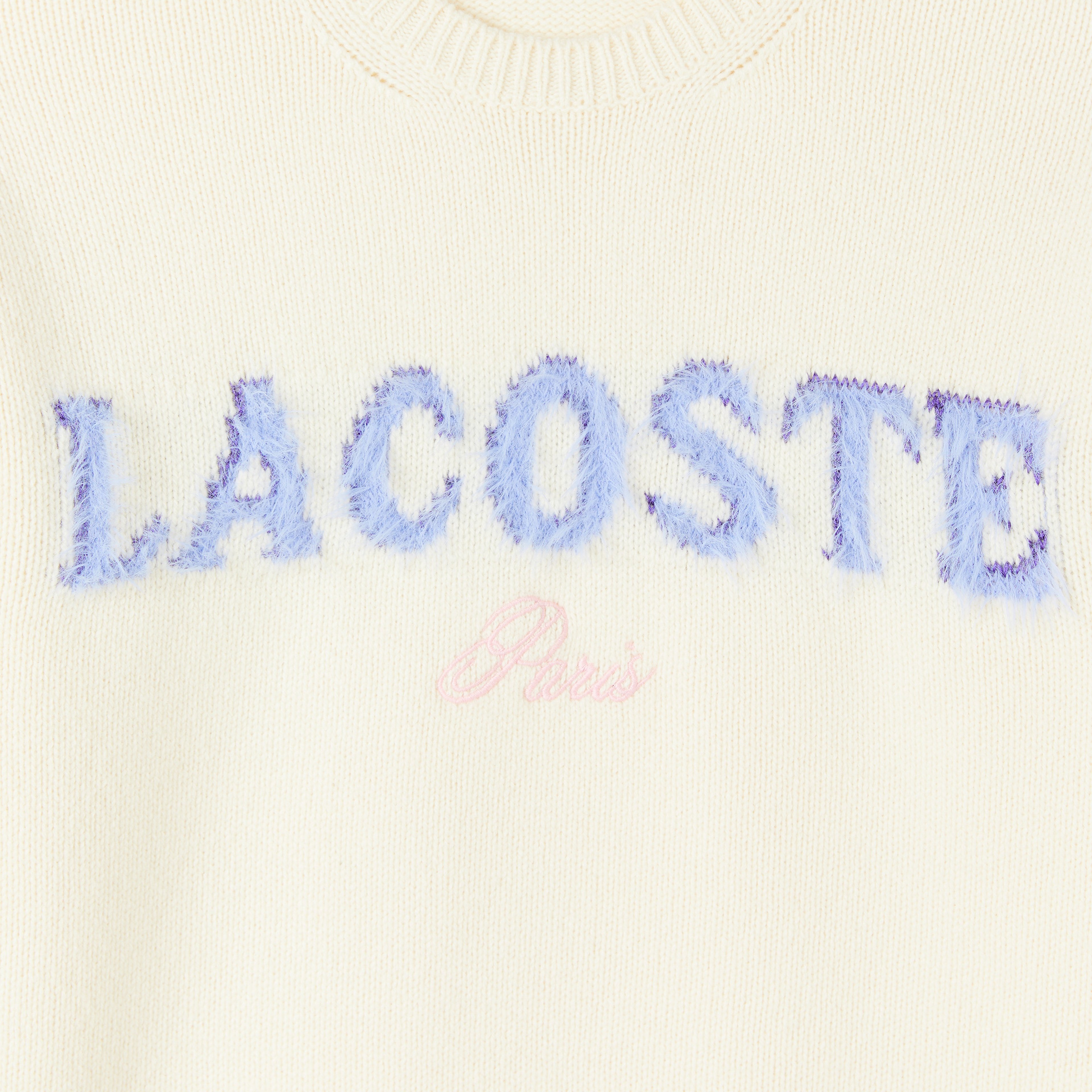 Kadın Classic Fit Bisiklet Yaka Baskılı Yün Krem Kazak