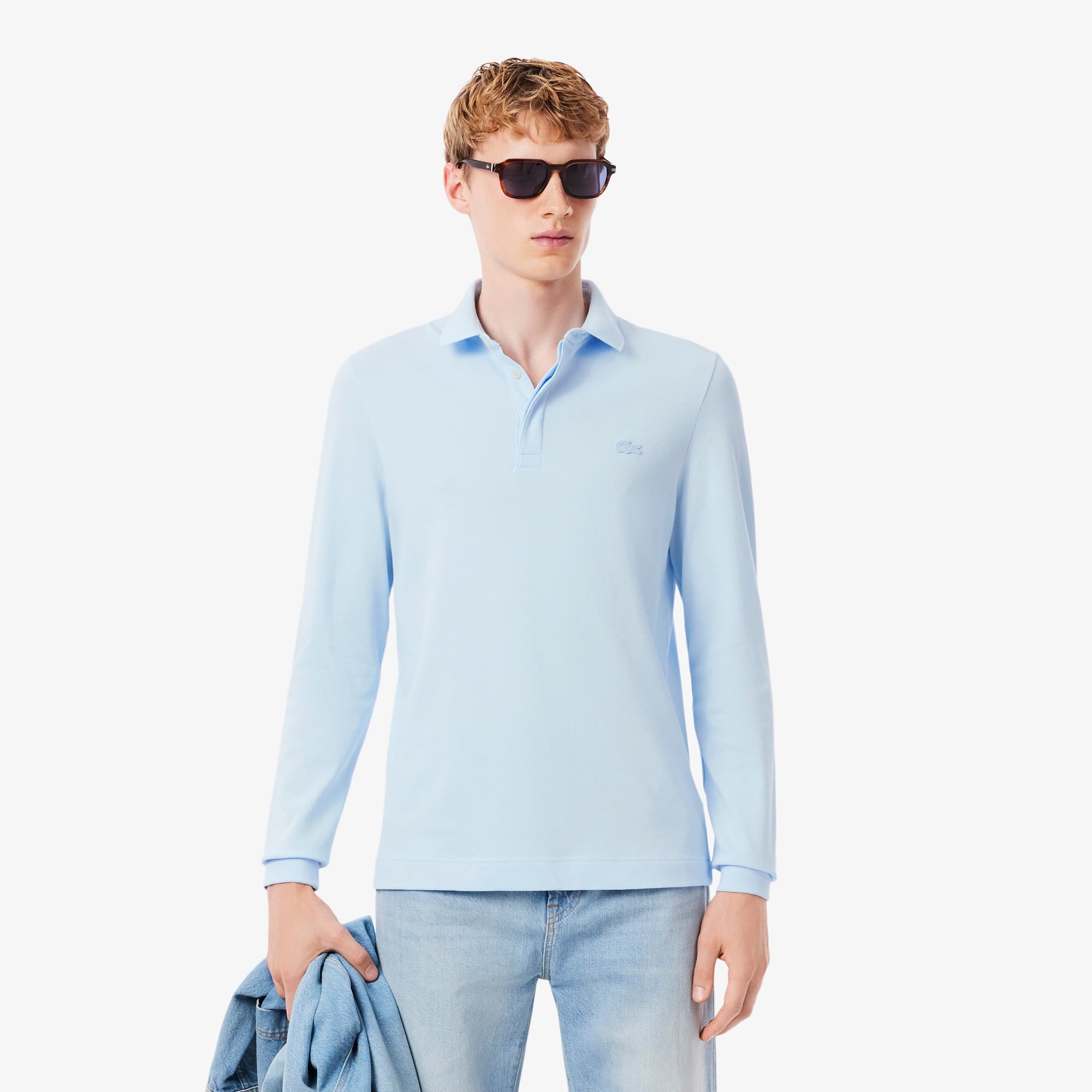 Erkek Regular Fit Uzun Kollu Mavi Paris Polo