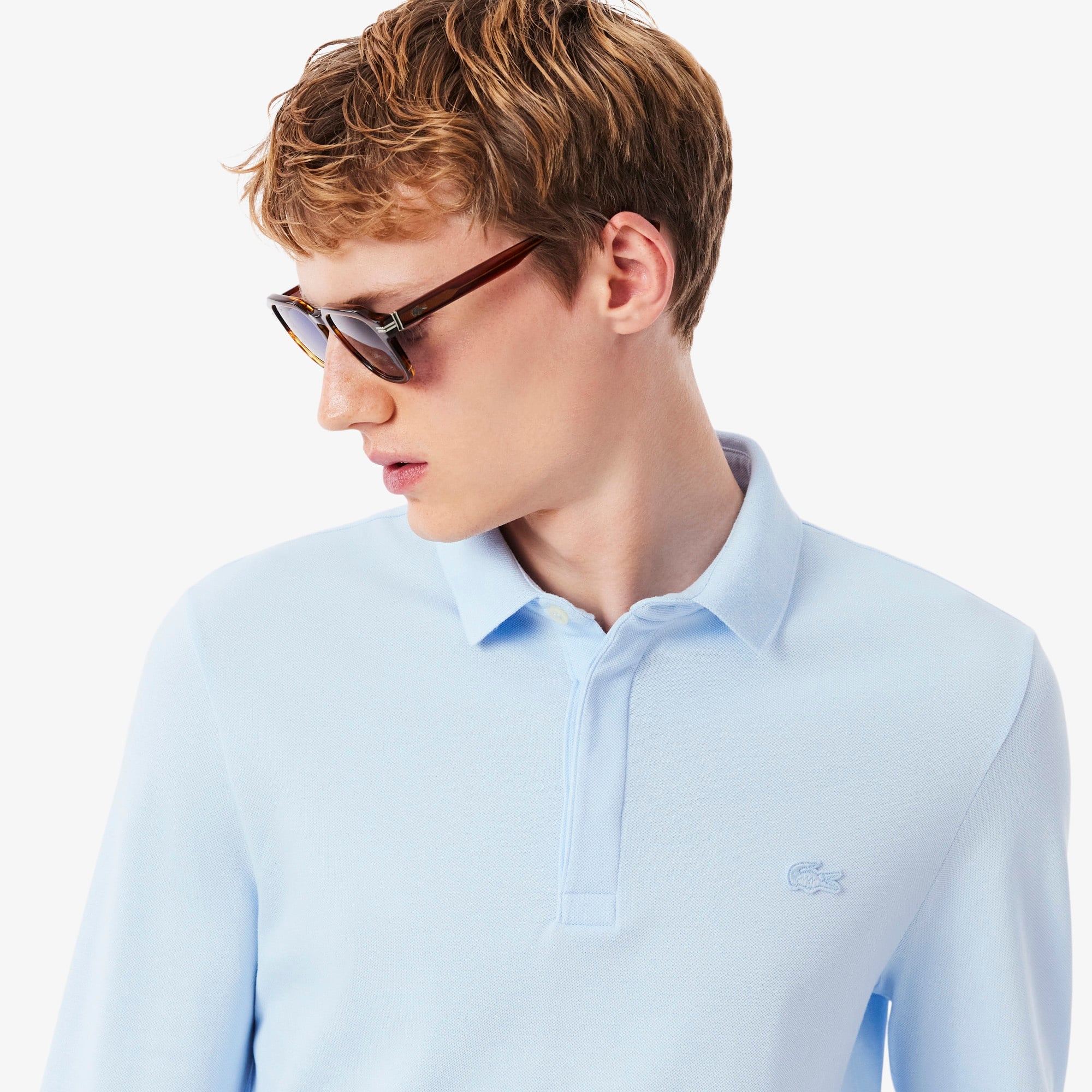 Erkek Regular Fit Uzun Kollu Mavi Paris Polo