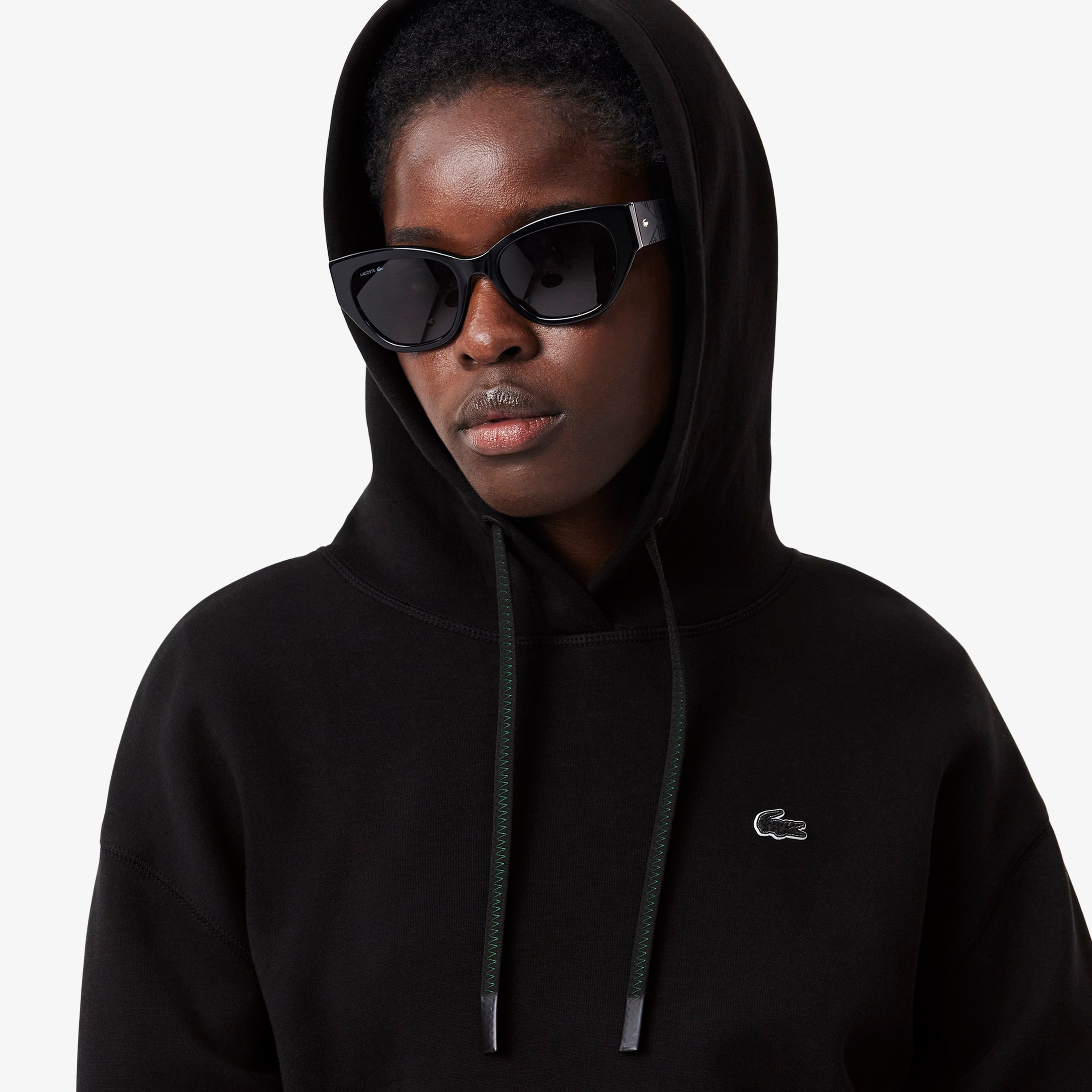 Kadın Relaxed Fit Kapüşonlu Siyah Sweatshirt