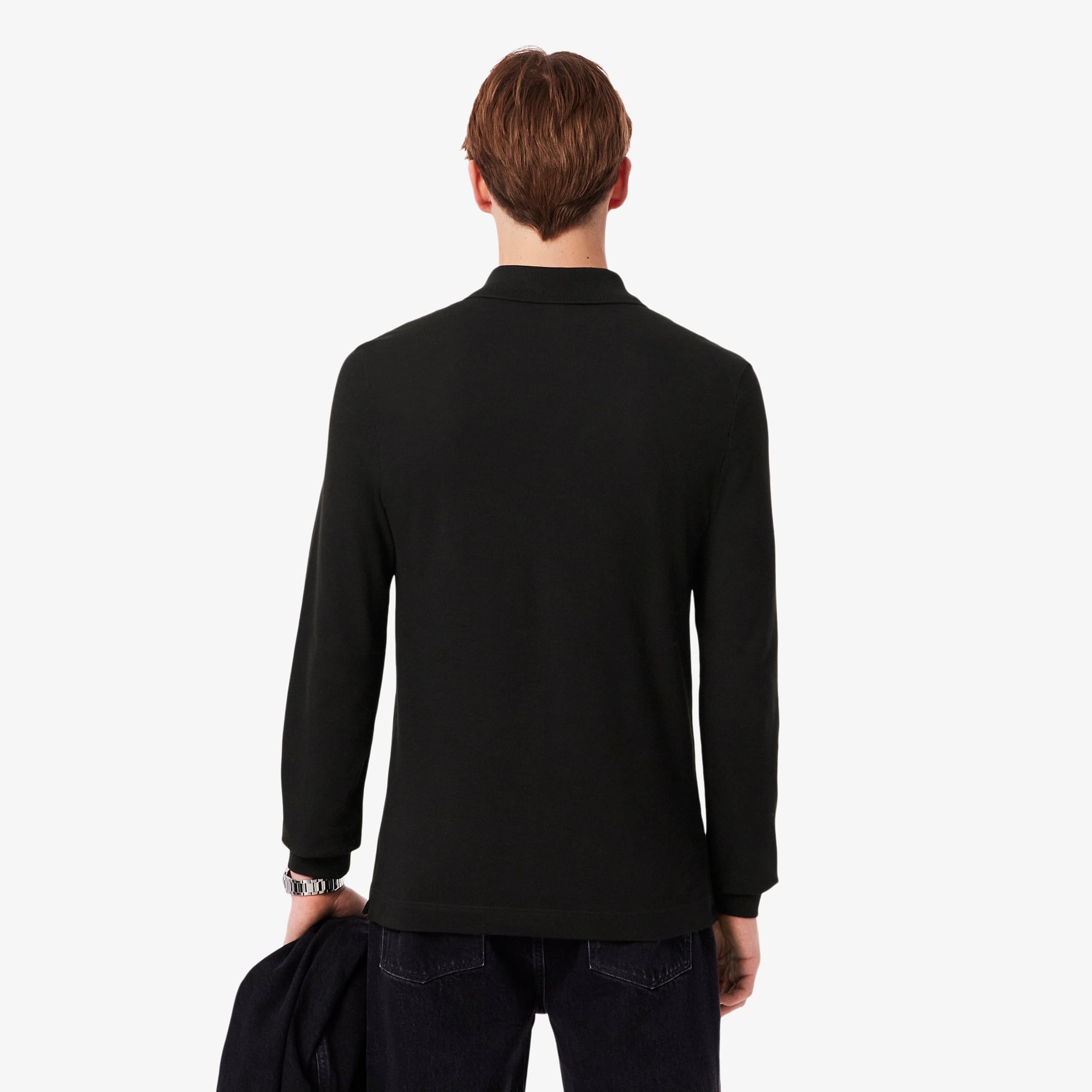 L.12.12 Erkek Slim Fit Uzun Kollu Siyah Polo