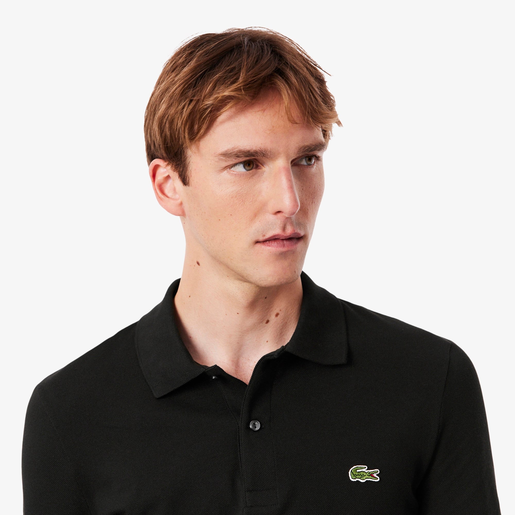 L.12.12 Erkek Slim Fit Uzun Kollu Siyah Polo