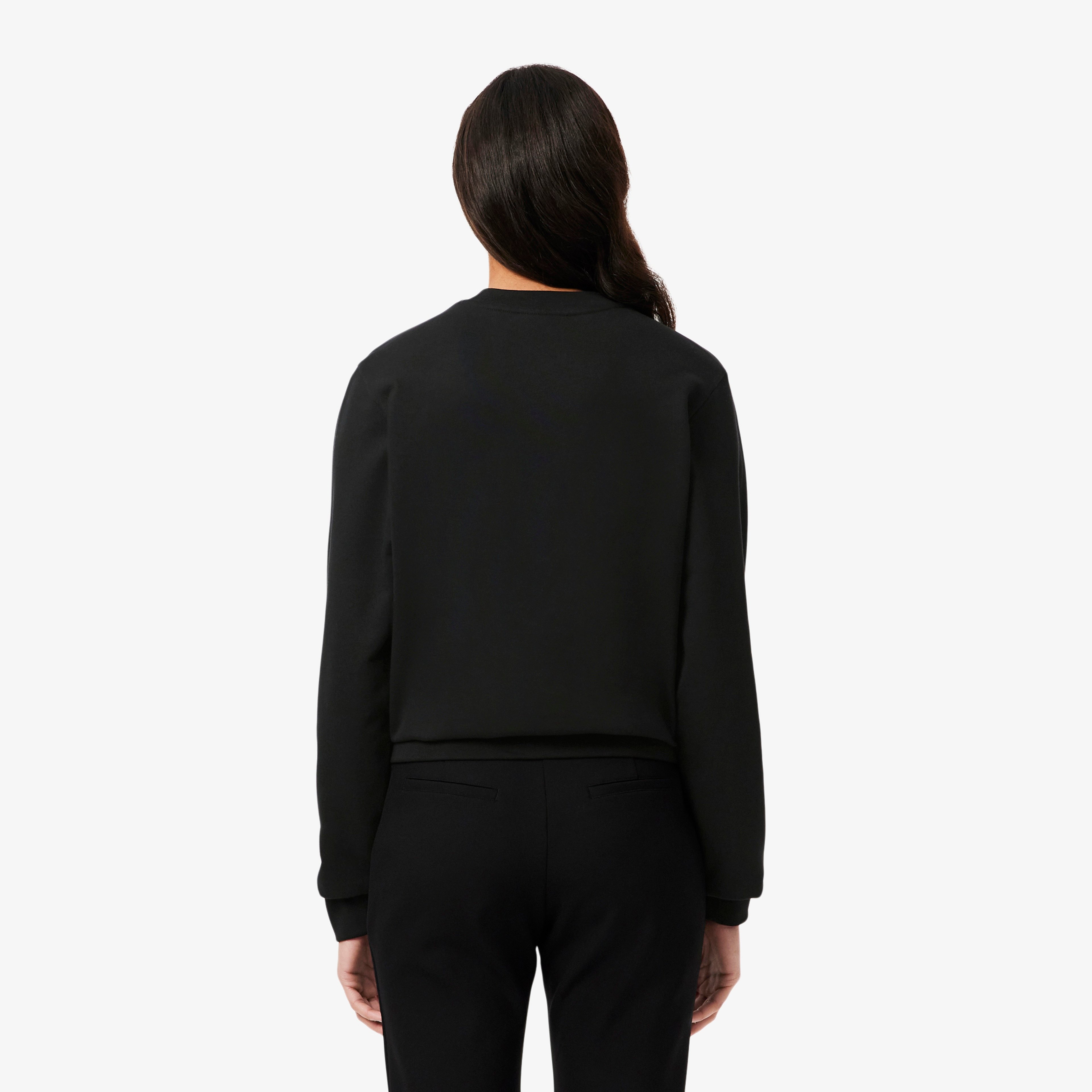 Kadın Relaxed Fit Bisiklet Yaka Siyah Sweatshirt