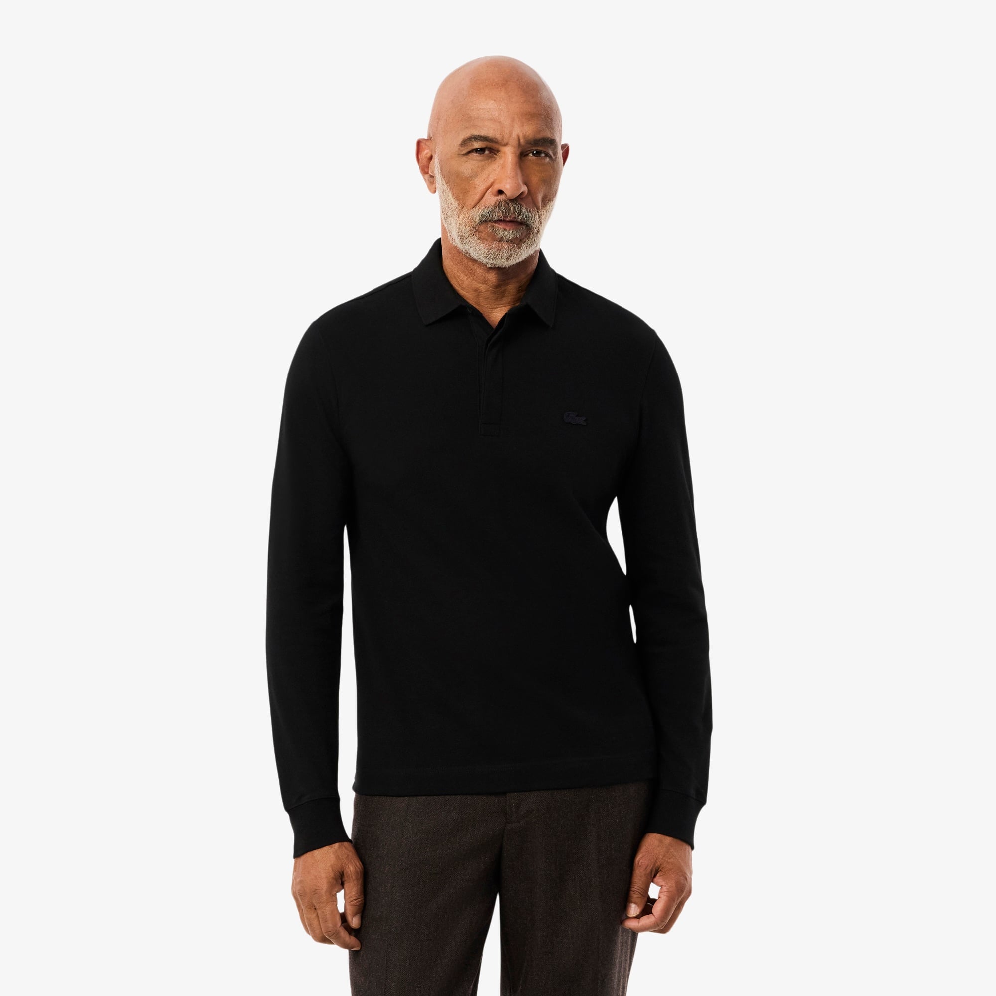 Erkek Regular Fit Uzun Kollu Siyah Paris Polo