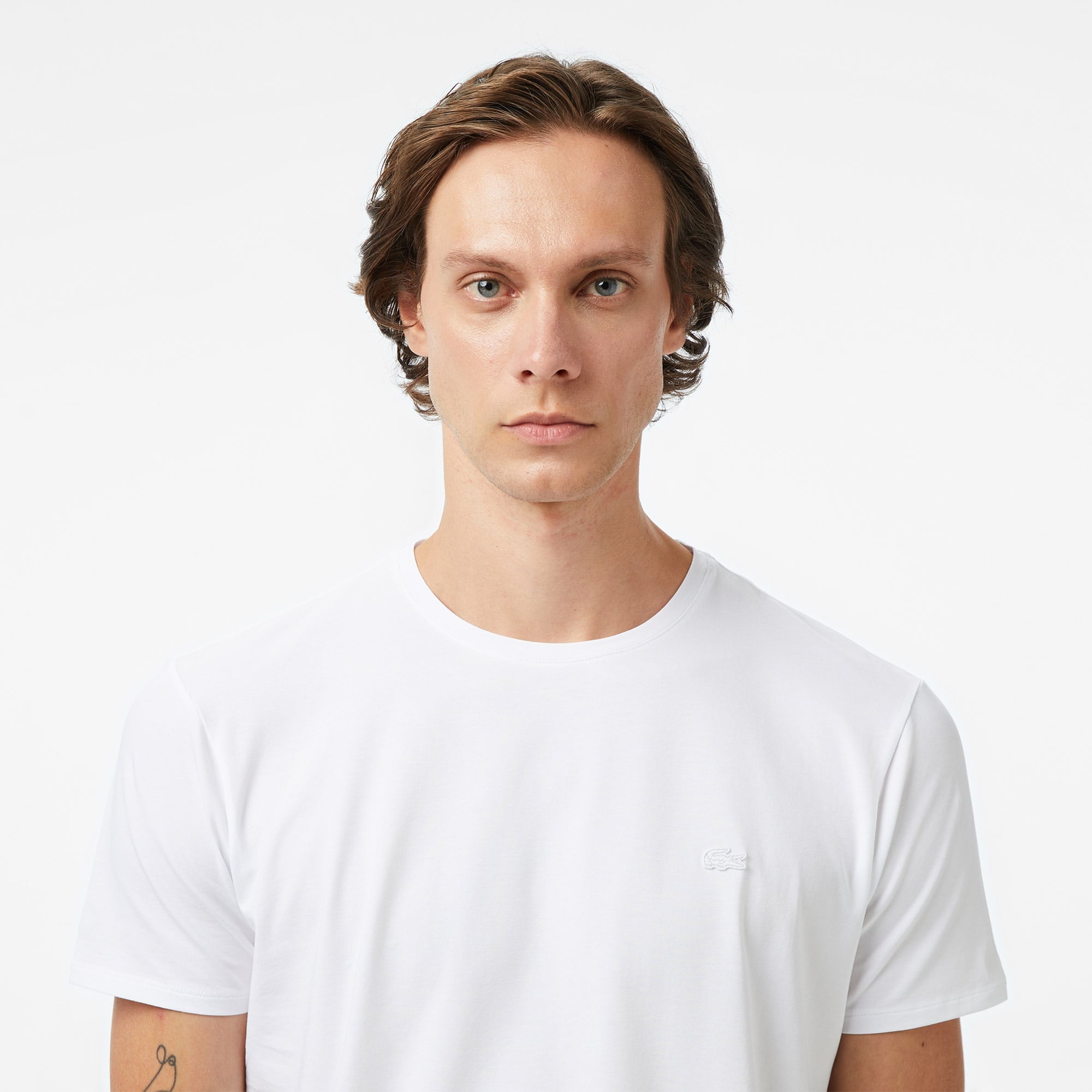 Erkek Slim Fit Bisiklet Yaka Beyaz T-Shirt