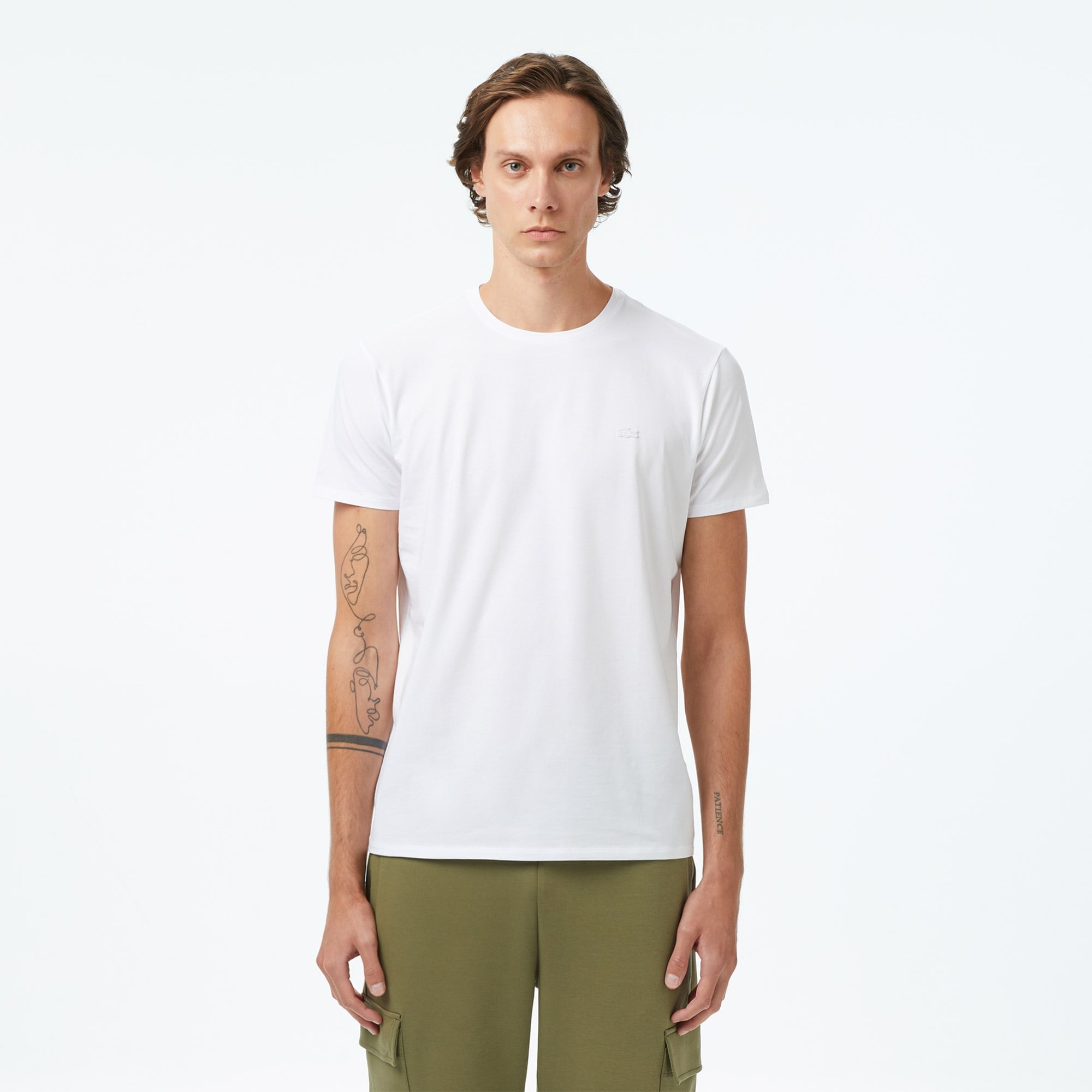 Erkek Slim Fit Bisiklet Yaka Beyaz T-Shirt