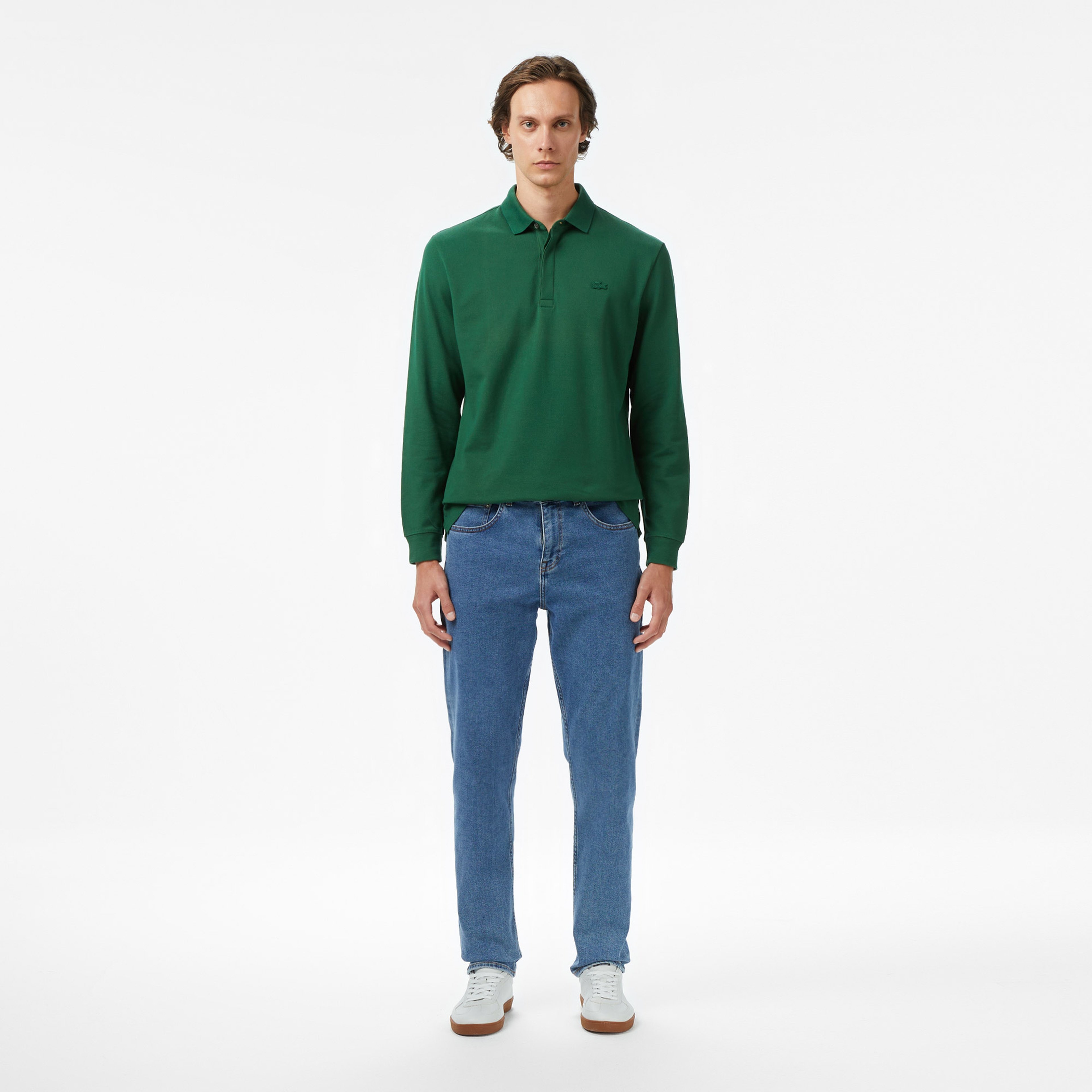 Erkek Regular Fit Uzun Kollu Yeşil Paris Polo