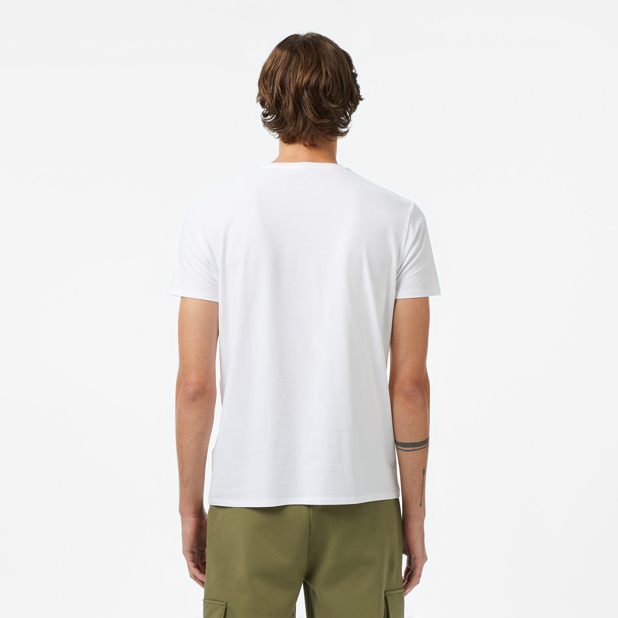 Lacoste Erkek Slim Fit Bisiklet Yaka Beyaz T-Shirt görsel 5
