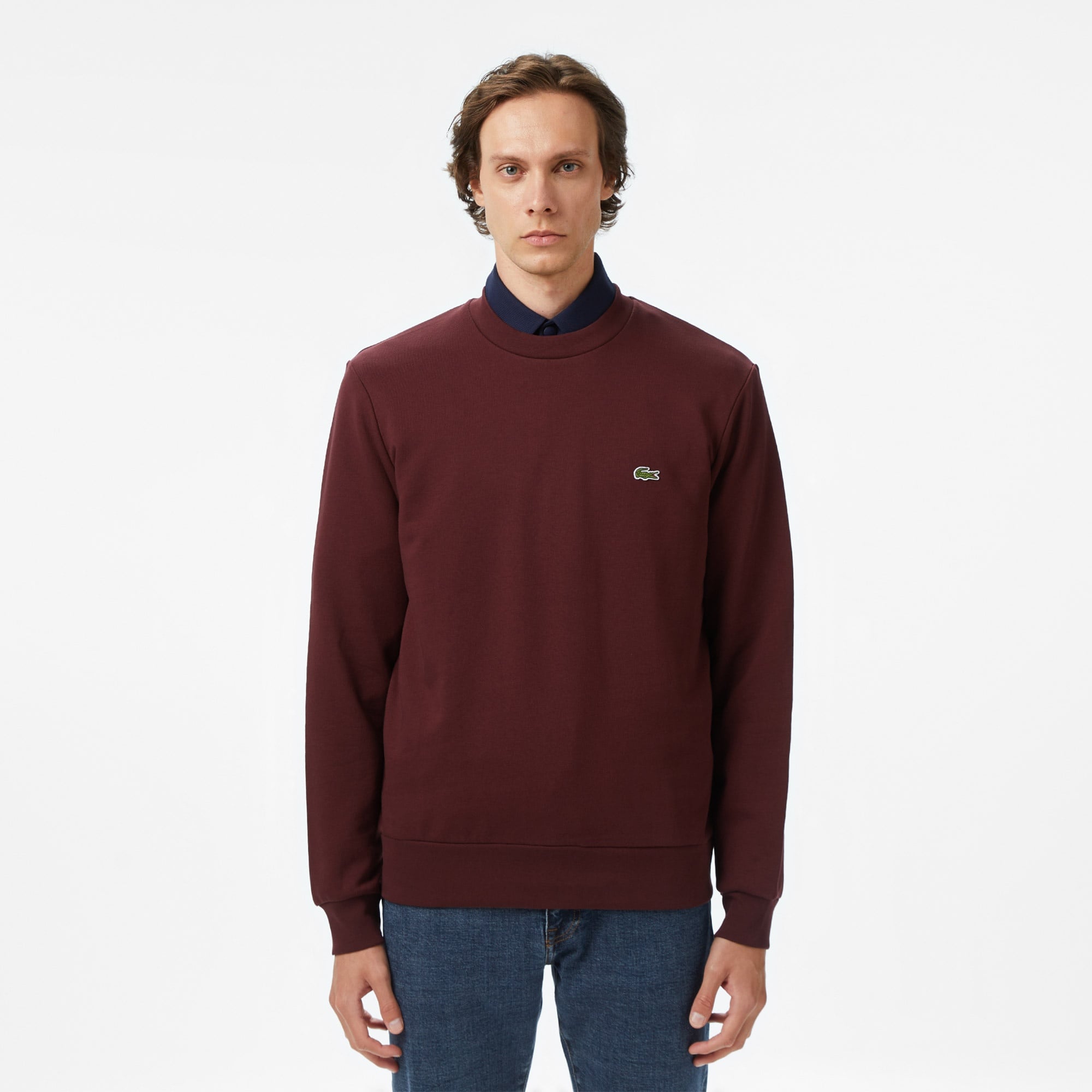 Erkek Classic Fit Bisiklet Yaka Bordo Sweatshirt