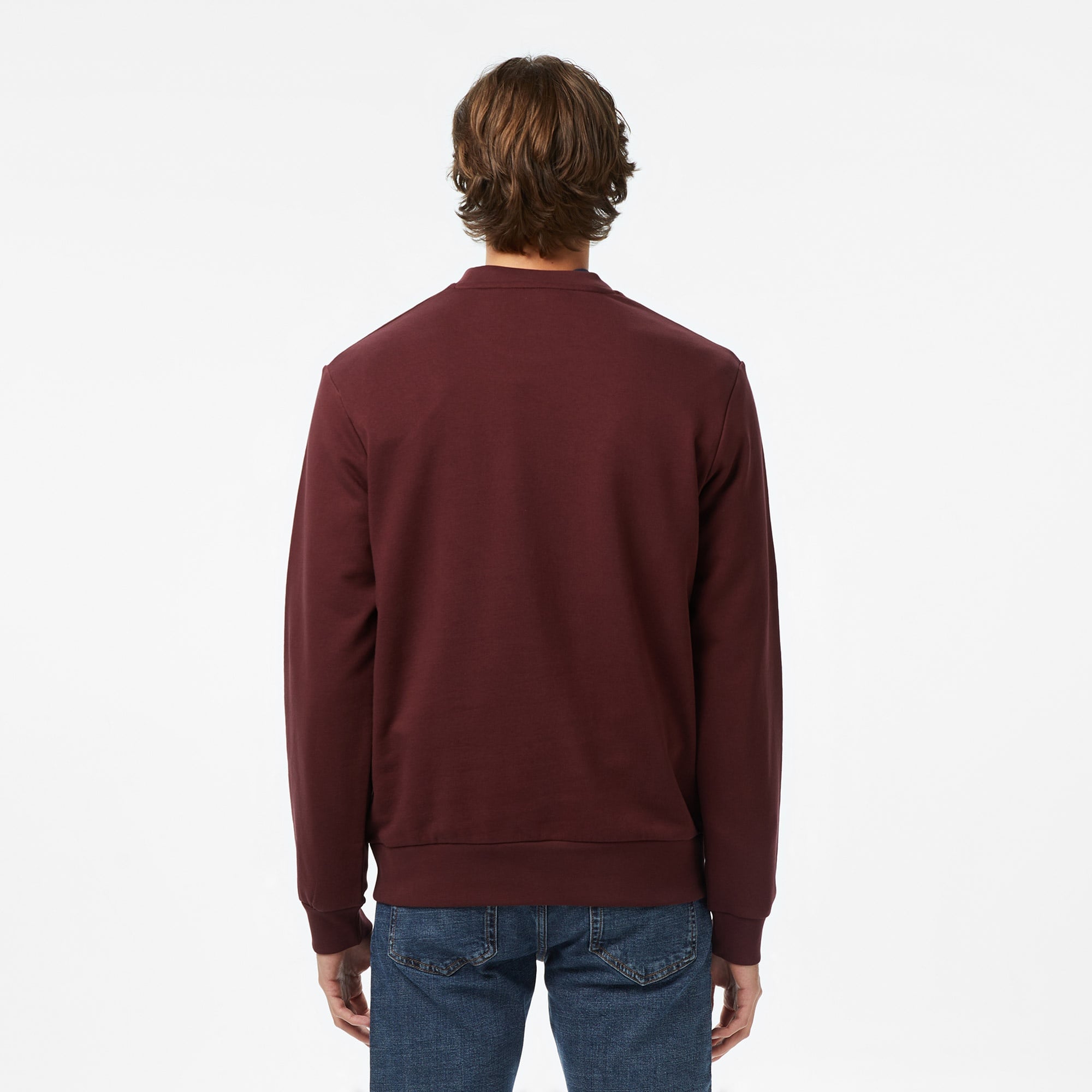 Erkek Classic Fit Bisiklet Yaka Bordo Sweatshirt