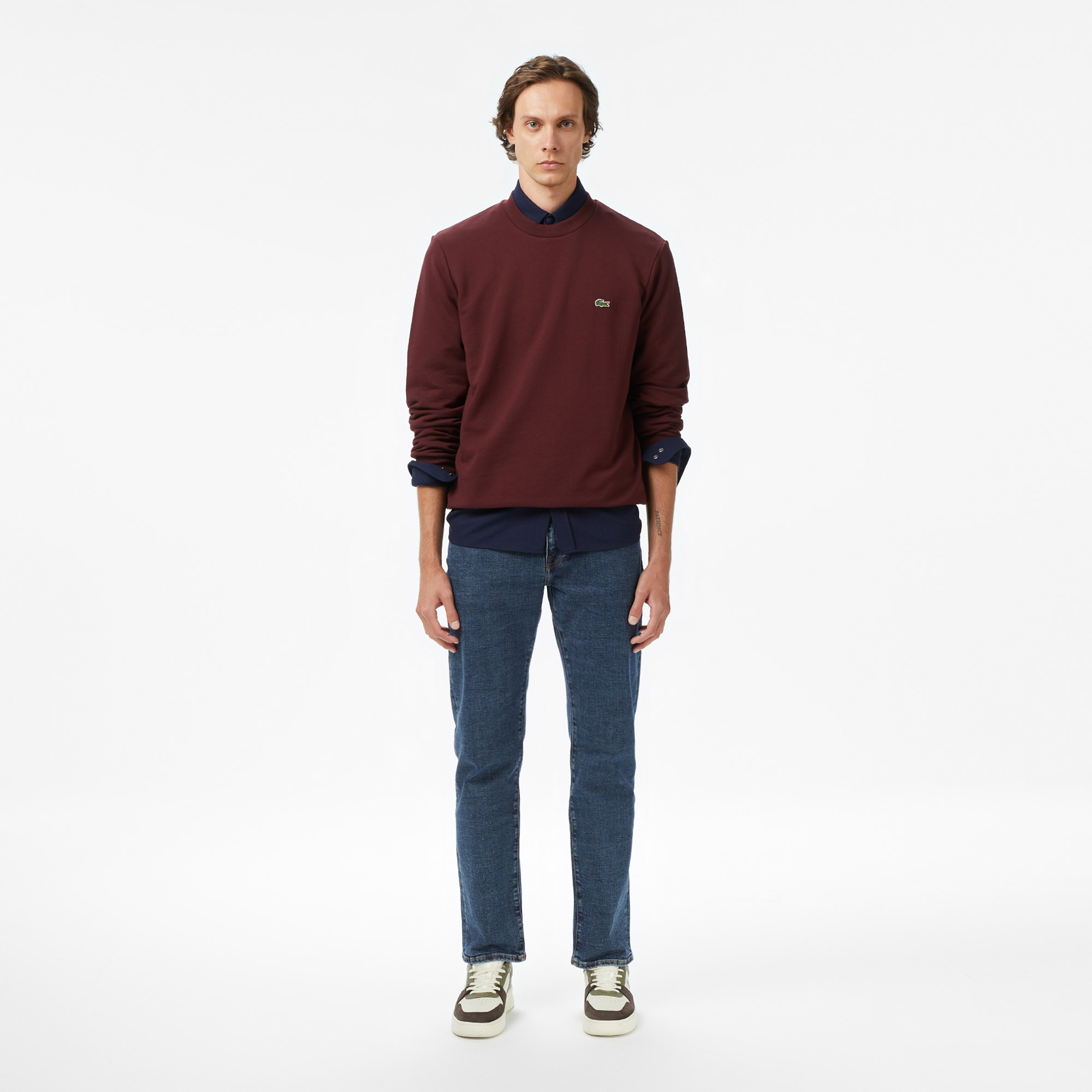 Erkek Classic Fit Bisiklet Yaka Bordo Sweatshirt