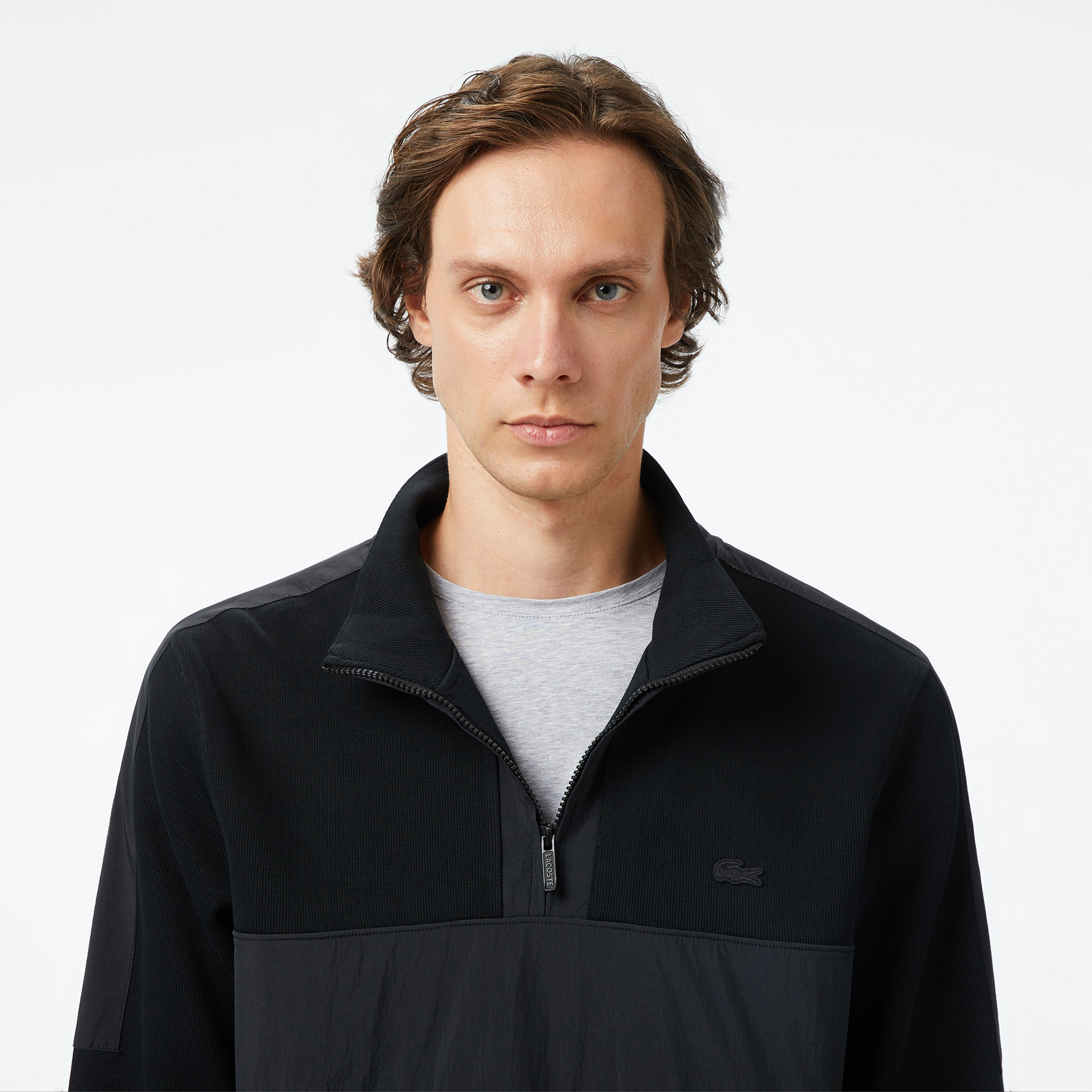 Erkek Classic Fit Yarım Fermuarlı Siyah Sweatshirt SH2627.031