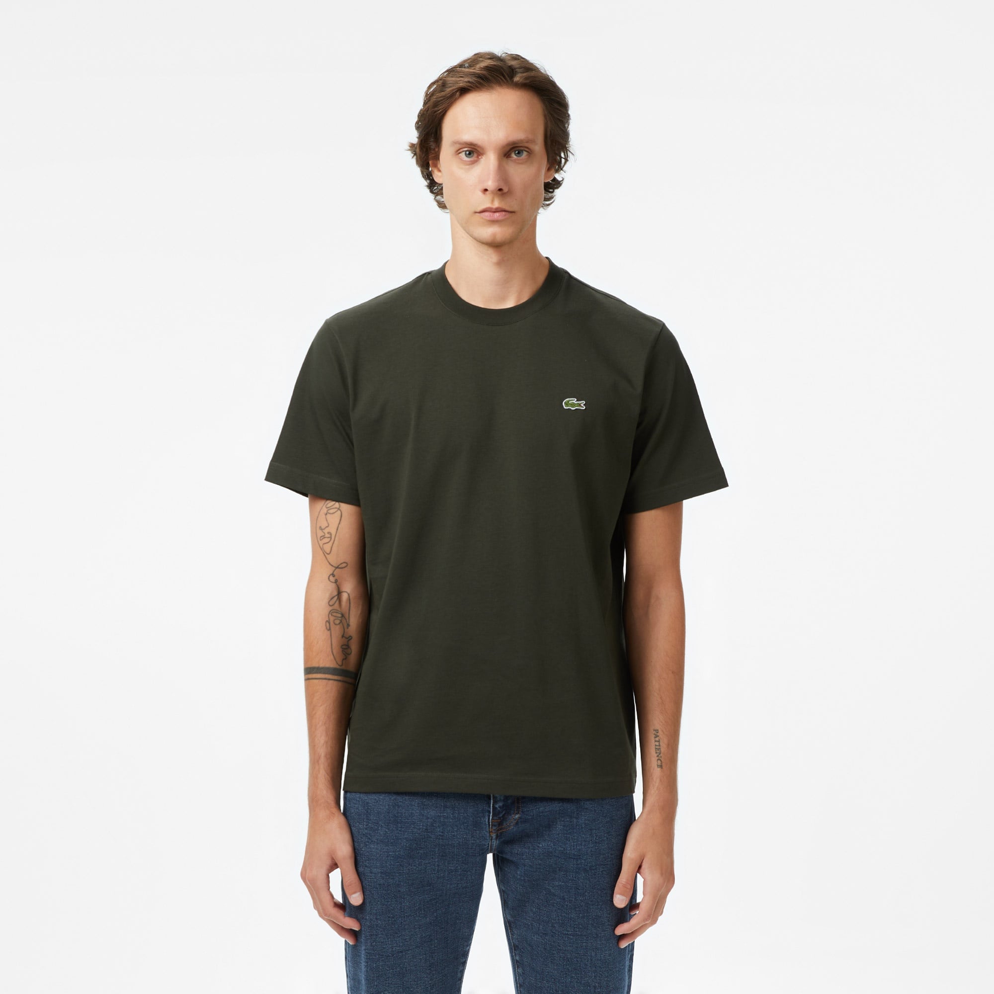 Erkek Classic Fit Bisiklet Yaka Haki T-Shirt