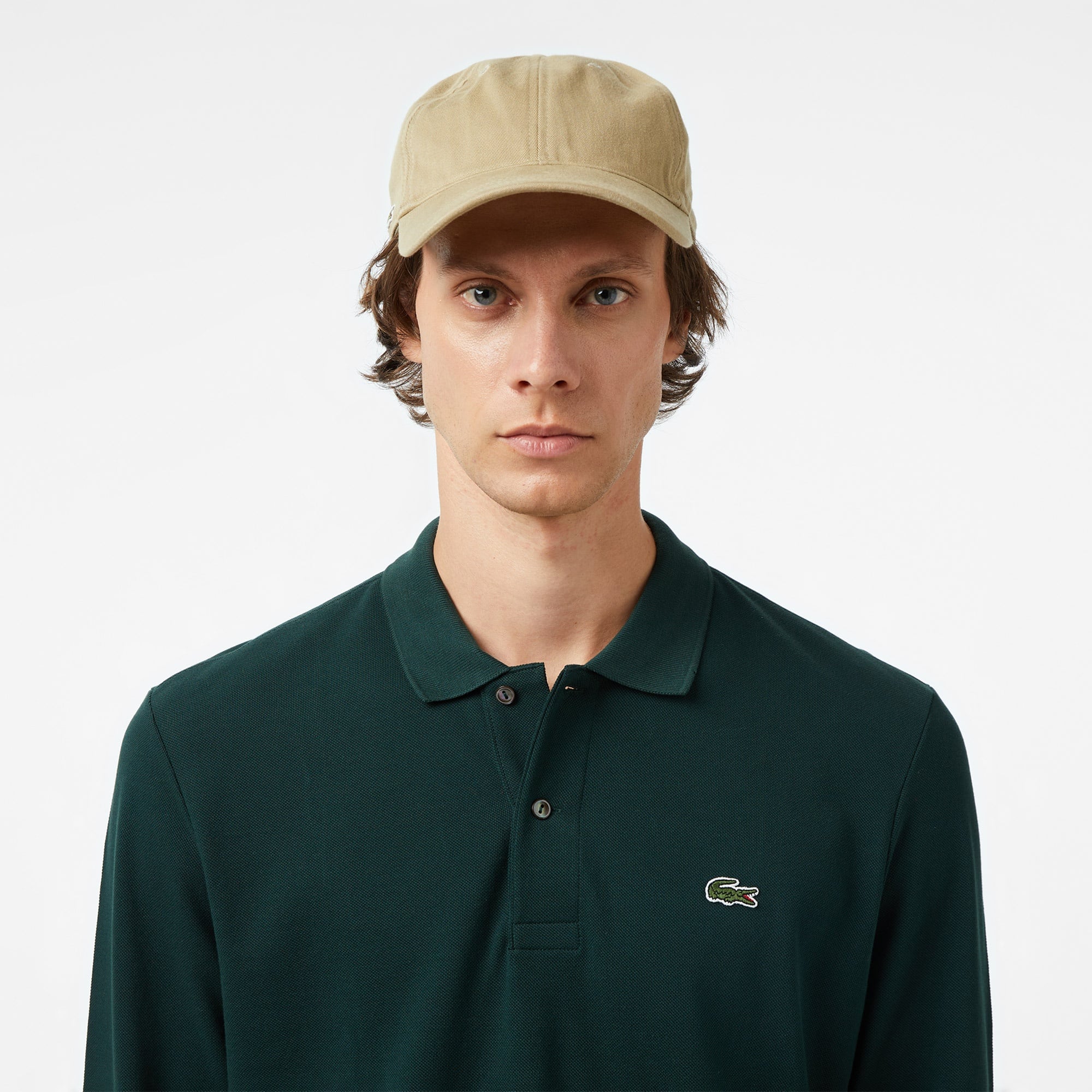 L.12.12 Erkek Classic Fit Uzun Kollu Koyu Yeşil Polo