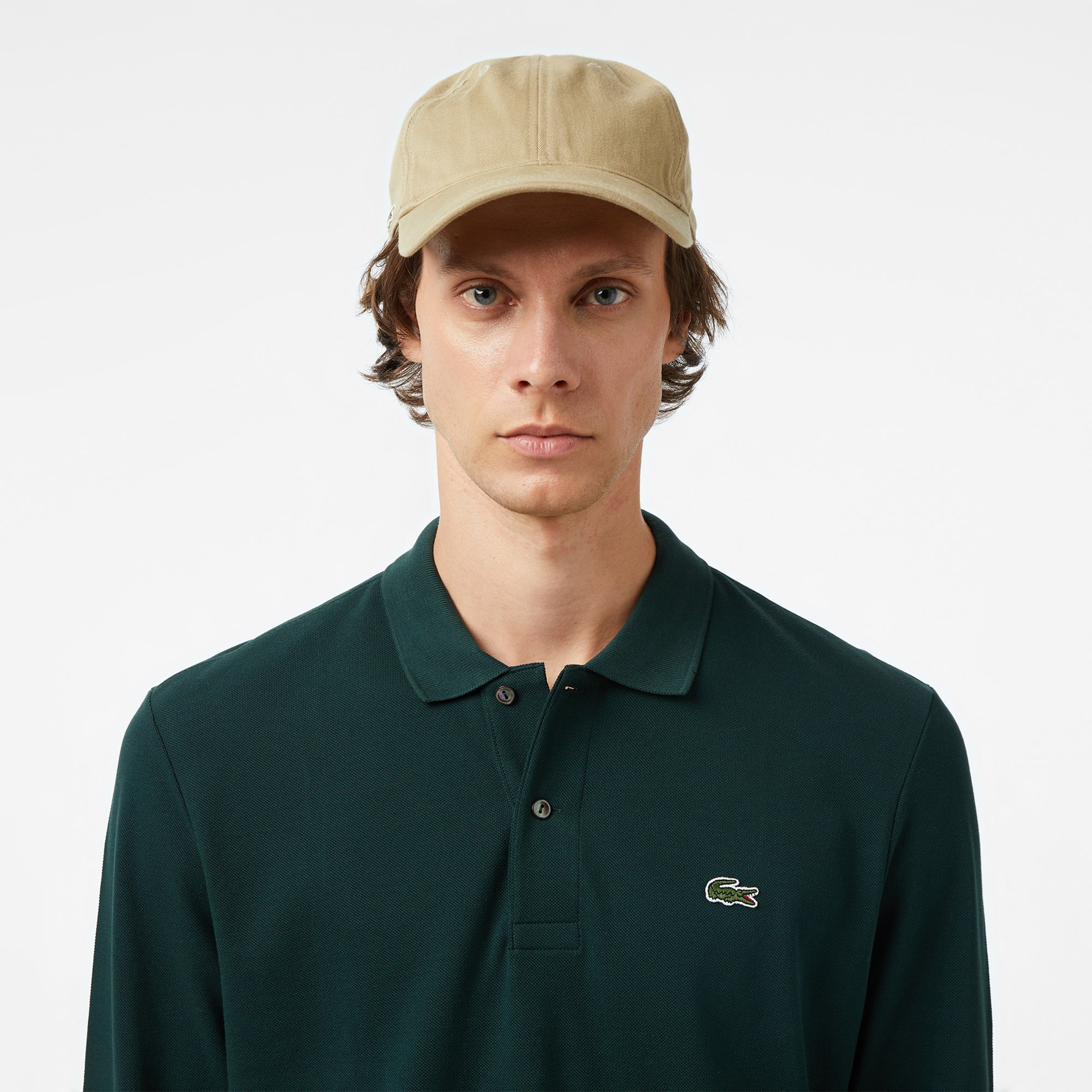 L.12.12 Erkek Classic Fit Uzun Kollu Koyu Yeşil Polo