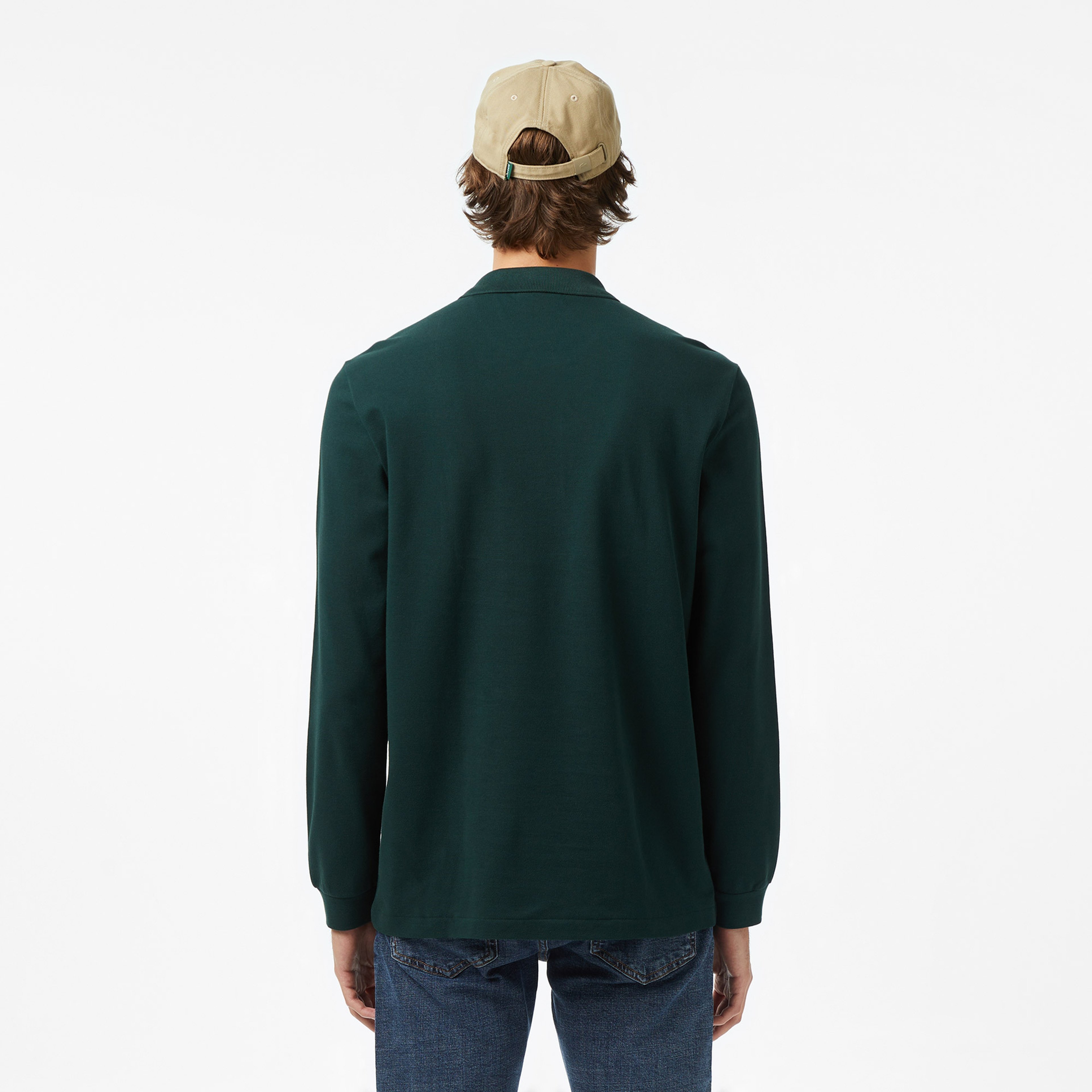 L.12.12 Erkek Classic Fit Uzun Kollu Koyu Yeşil Polo