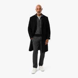 Erkek Regular Fit Fermuarlı Monogram Siyah Sweatshirt Siyah