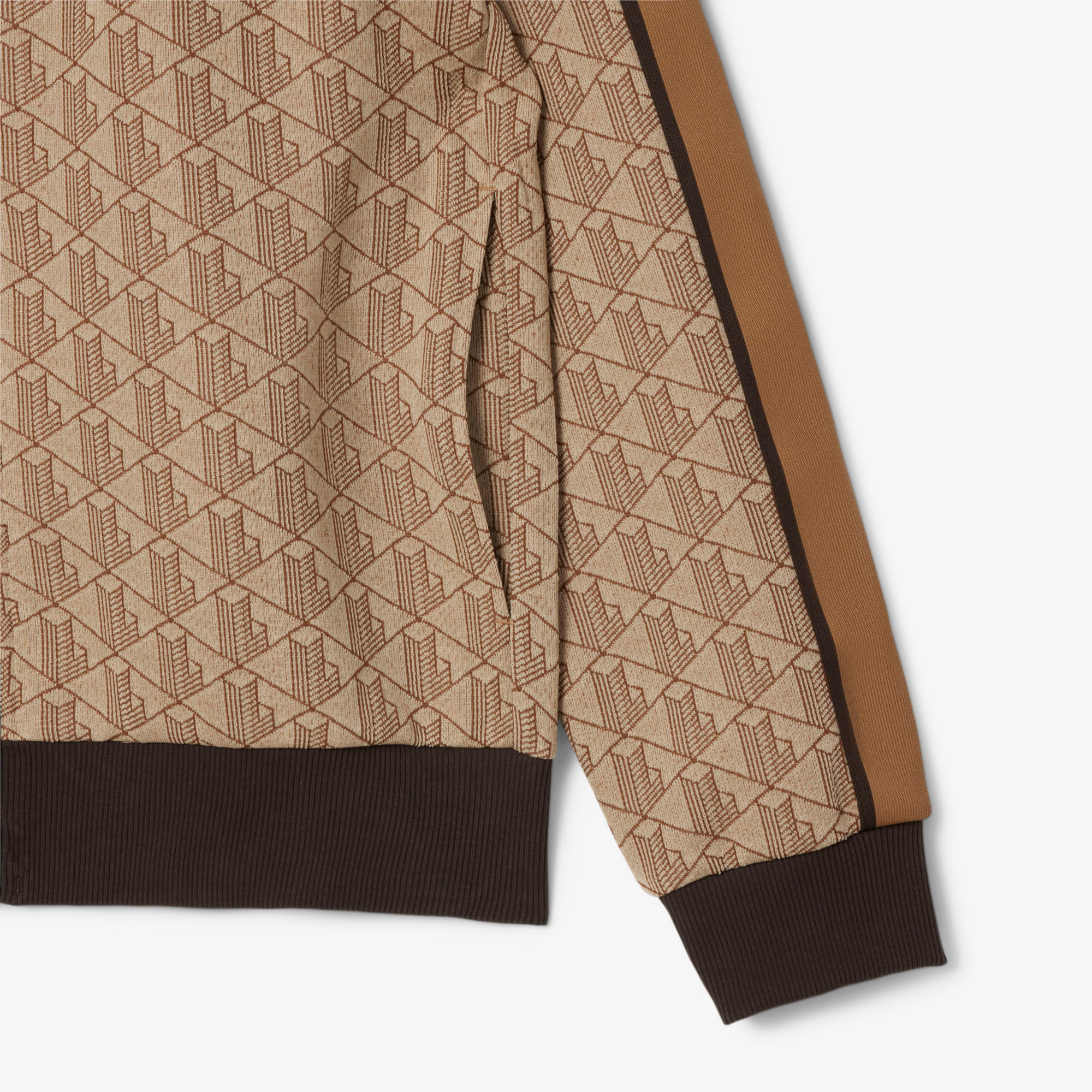 Lacoste Erkek Regular Fit Dik Yaka Monogram Kahverengi Sweatshirt görsel 7