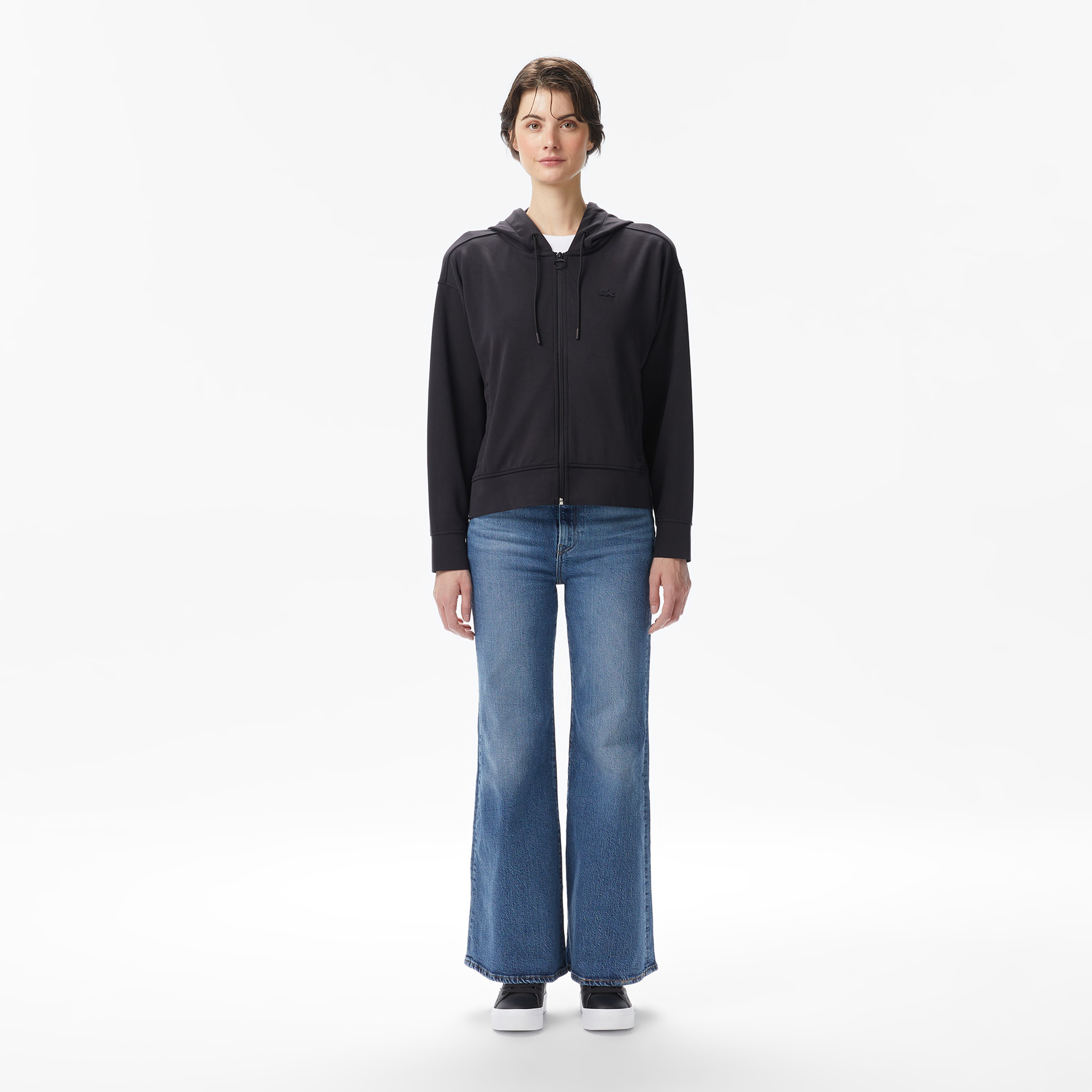 Kadın Relaxed Fit Kapüşonlu Siyah Sweatshirt