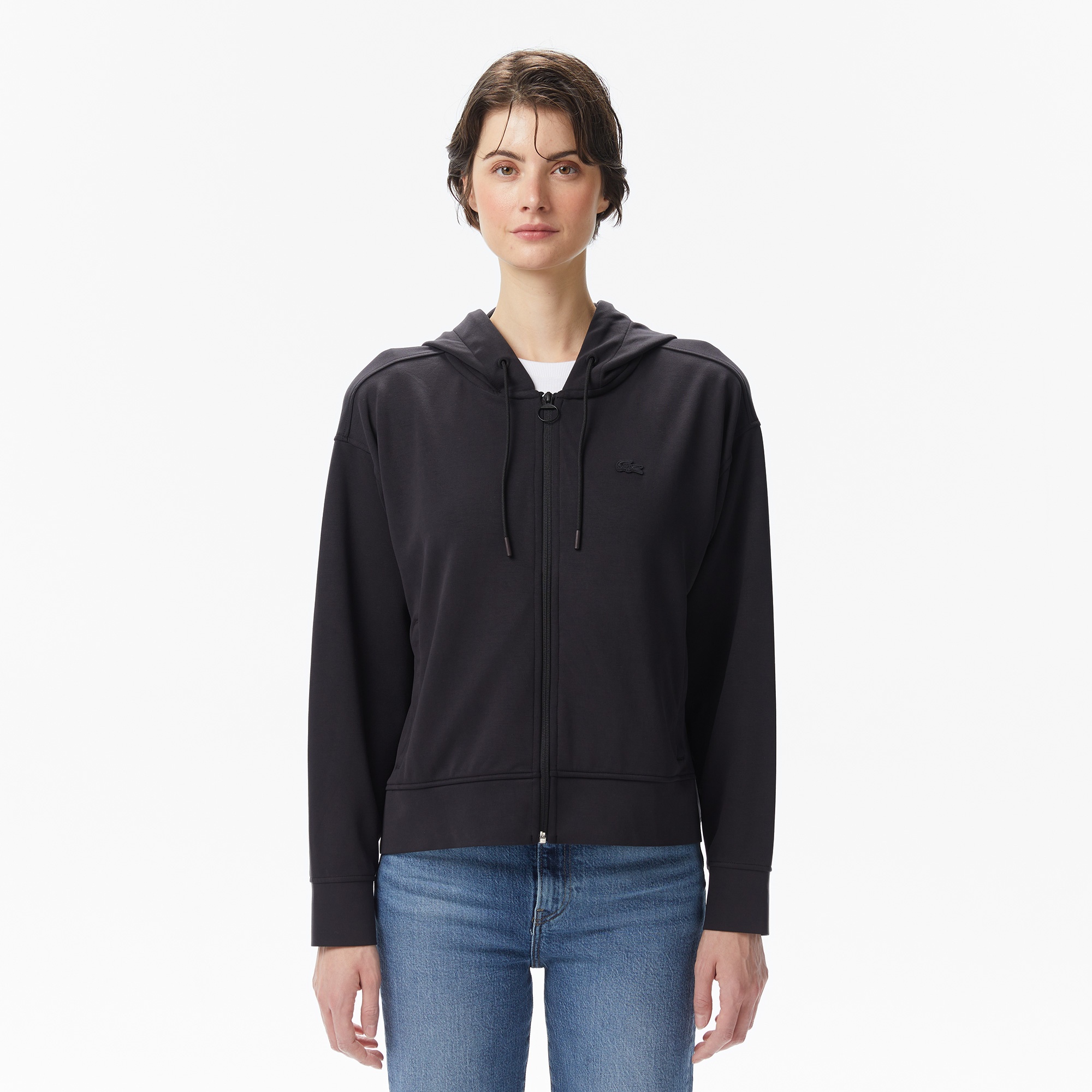 Kadın Relaxed Fit Kapüşonlu Siyah Sweatshirt