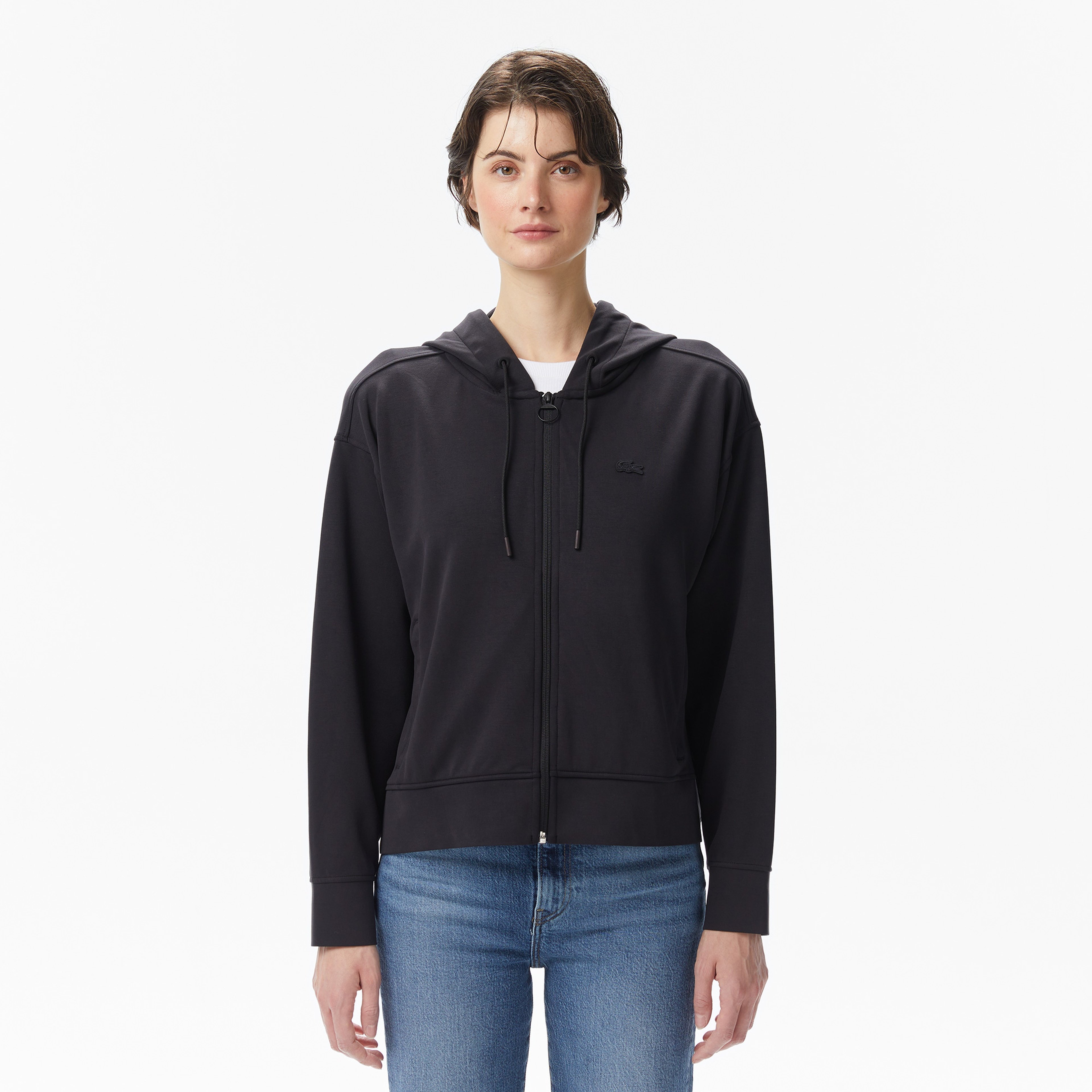 Kadın Relaxed Fit Kapüşonlu Siyah Sweatshirt