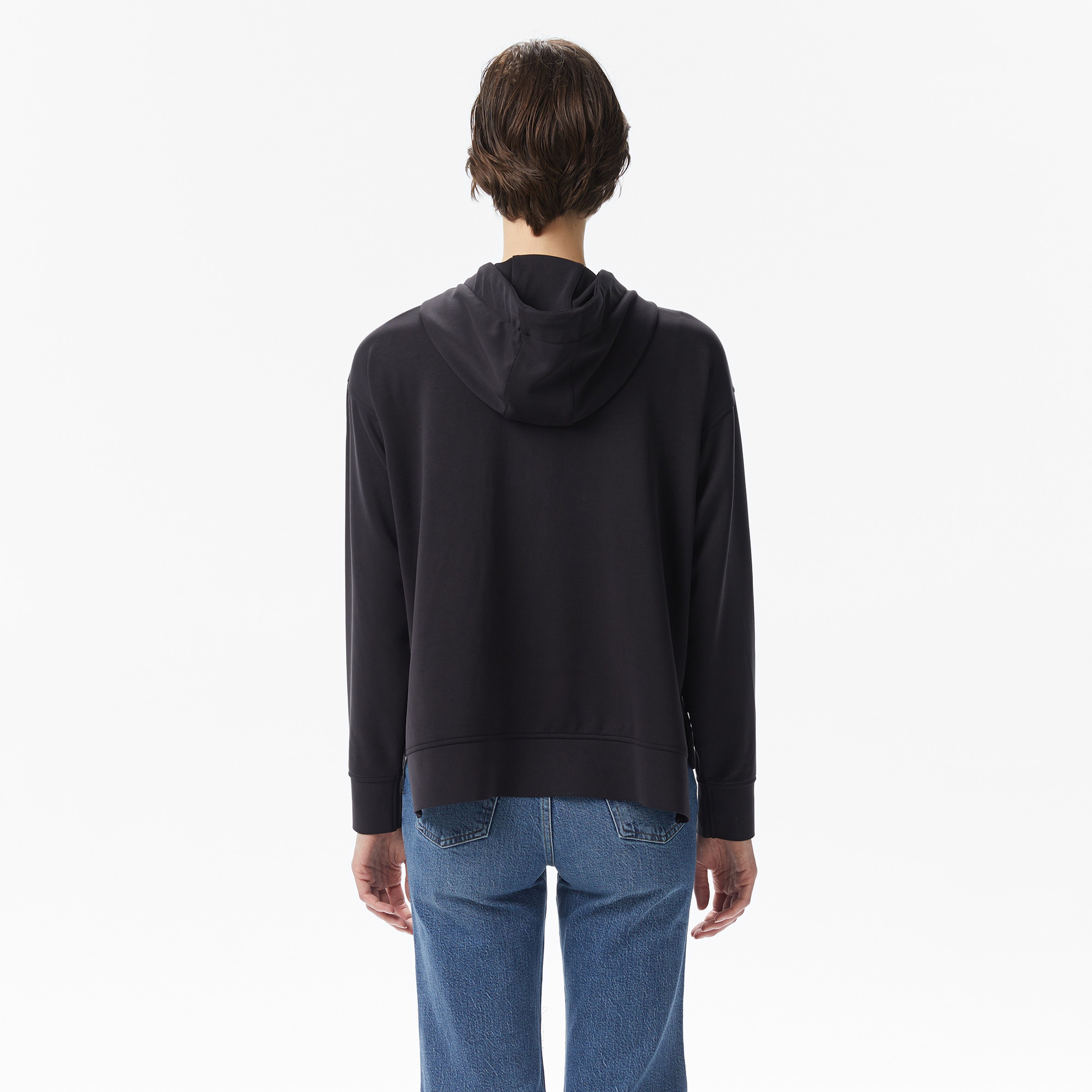 Kadın Relaxed Fit Kapüşonlu Siyah Sweatshirt