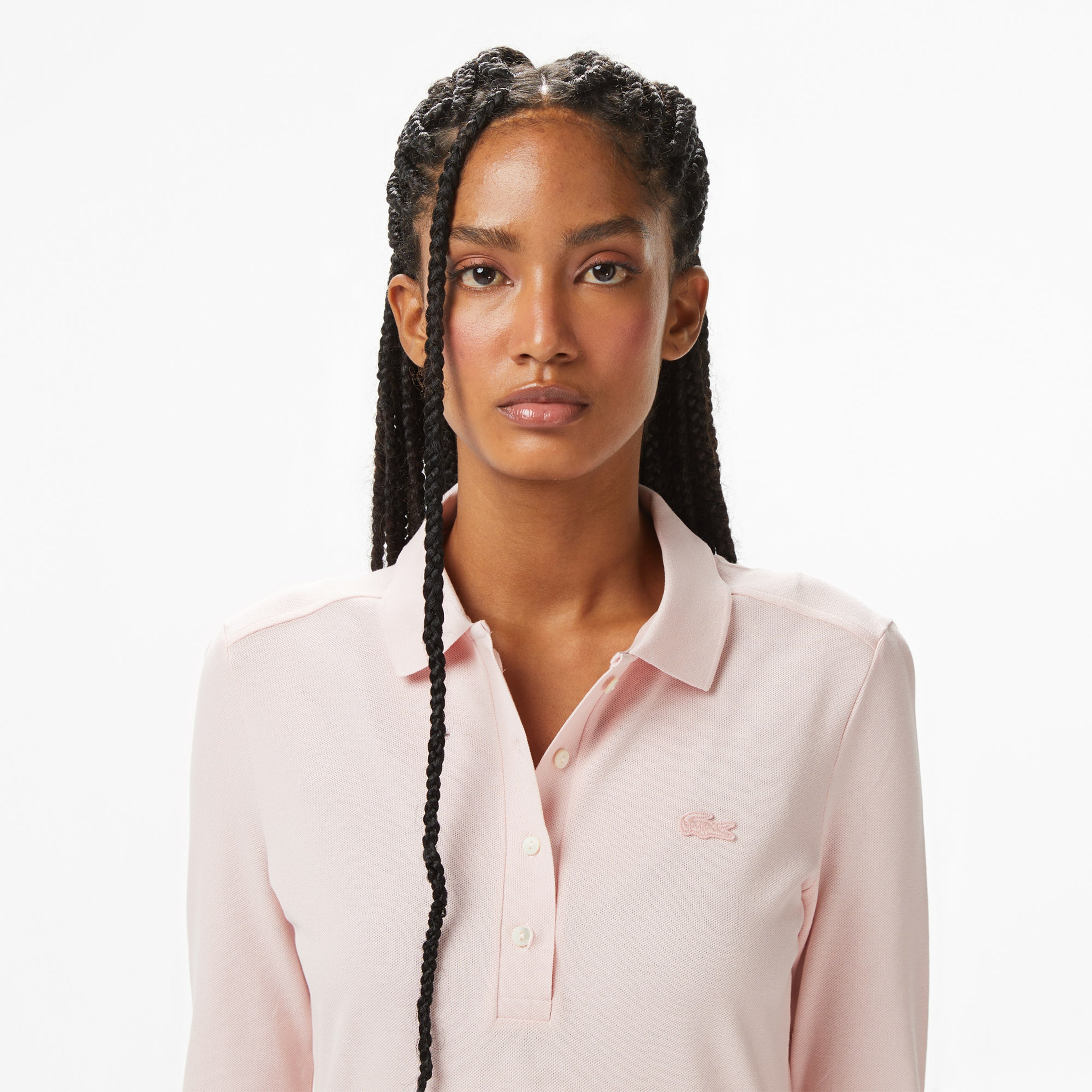 Kadın Slim Fit Uzun Kollu Pembe Polo