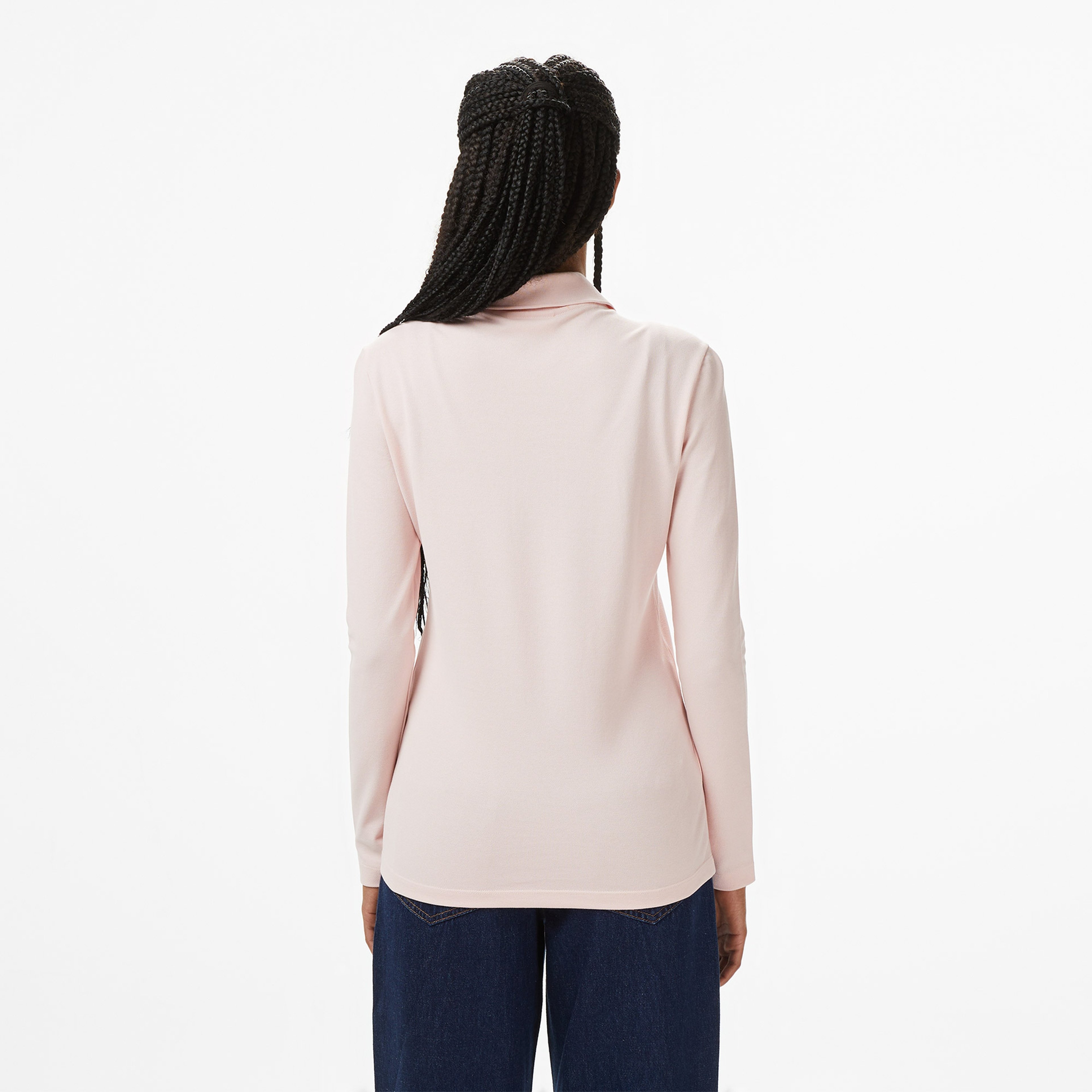 Kadın Slim Fit Uzun Kollu Pembe Polo