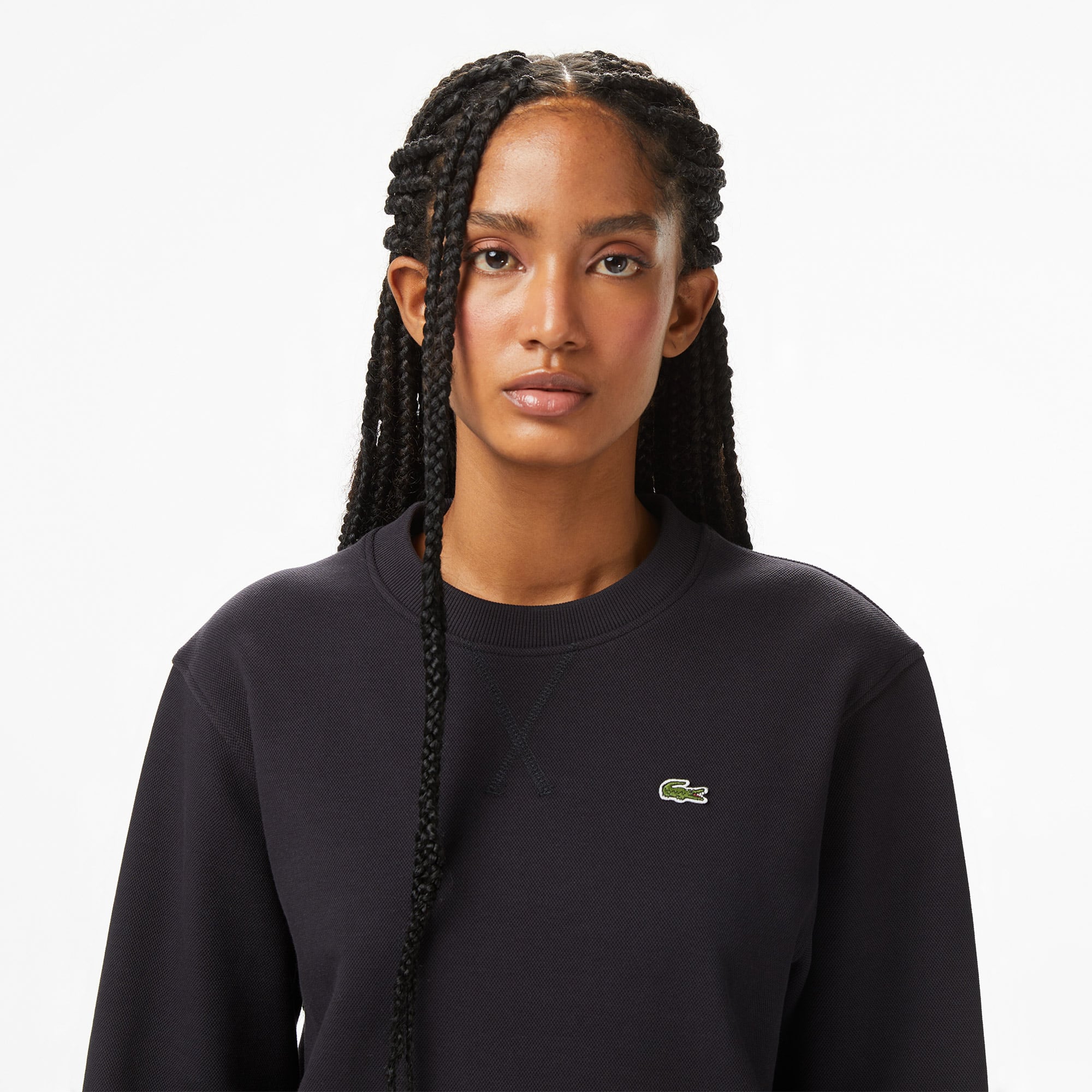 Lacoste Kadın Relaxed Fit Bisiklet Yaka Lacivert Sweatshirt görsel 2