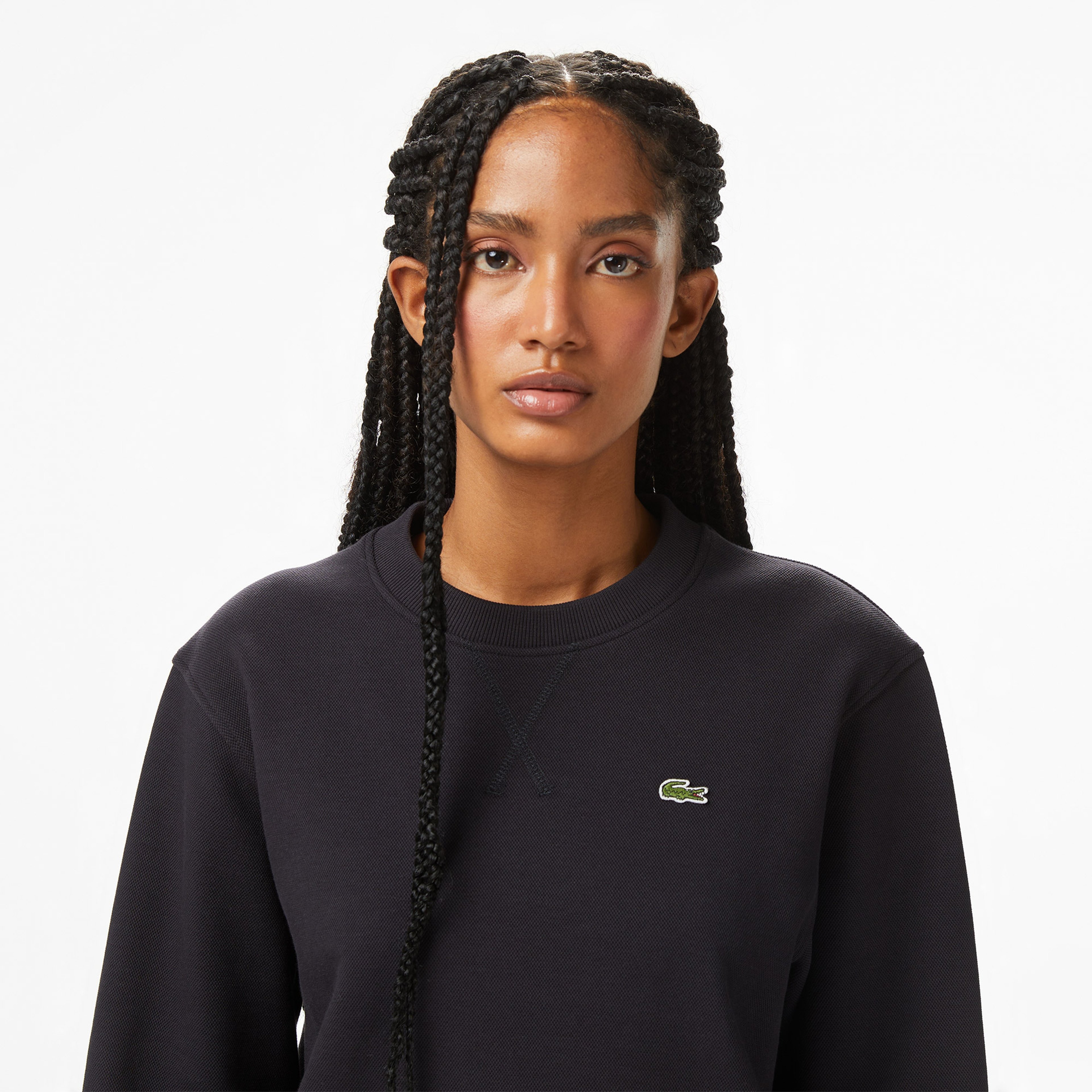 Kadın Relaxed Fit Bisiklet Yaka Lacivert Sweatshirt